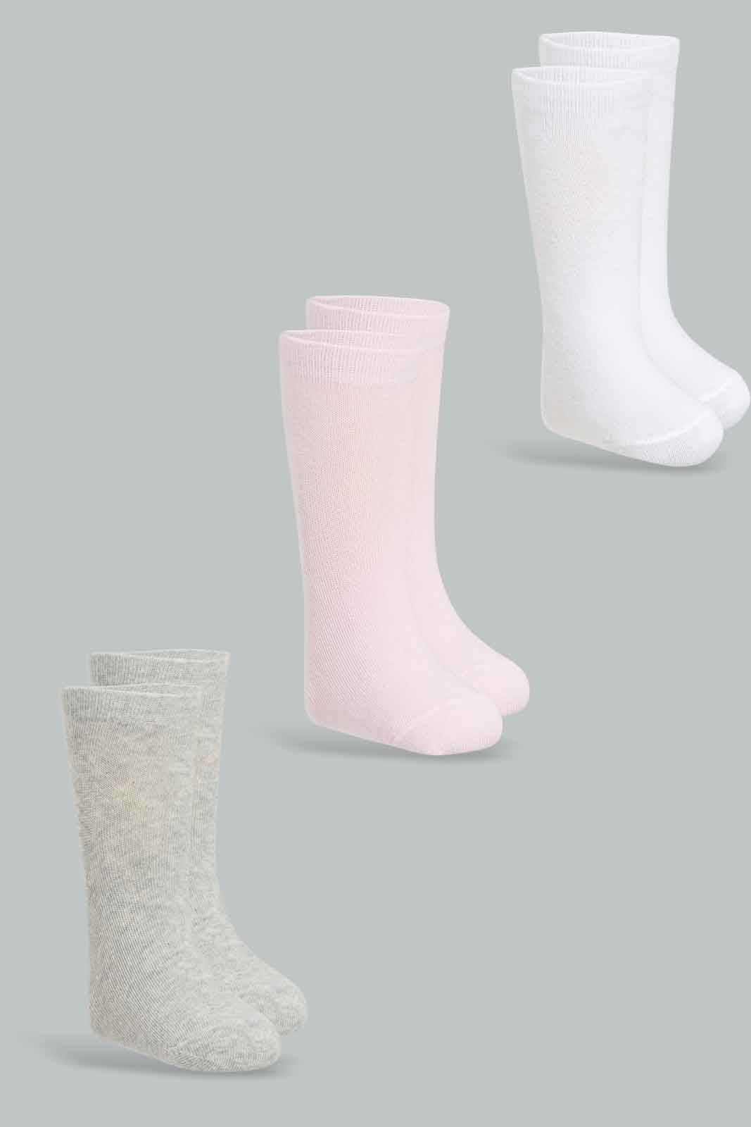 Redtag-Girls-Pack-Of-3-Ankle-Socks---Pink/Grey-/-White-365,-Category:Socks,-Colour:Assorted,-Deals:New-In,-Filter:Girls-(2-to-8-Yrs),-GIR-Socks,-New-In-GIR-APL,-Non-Sale,-Section:Girls-(0-to-14Yrs)-Girls-2 to 8 Years