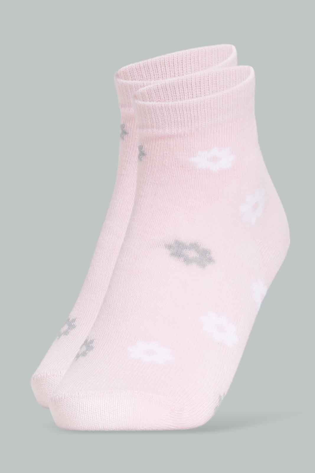 Redtag-Girls-Flower-Print-Ankle-Sock--White-And-Grey/-Pink/-Pink-And-Print-365,-Category:Socks,-Colour:Assorted,-Deals:New-In,-Filter:Girls-(2-to-8-Yrs),-GIR-Socks,-New-In-GIR-APL,-Non-Sale,-Section:Girls-(0-to-14Yrs)-Girls-2 to 8 Years