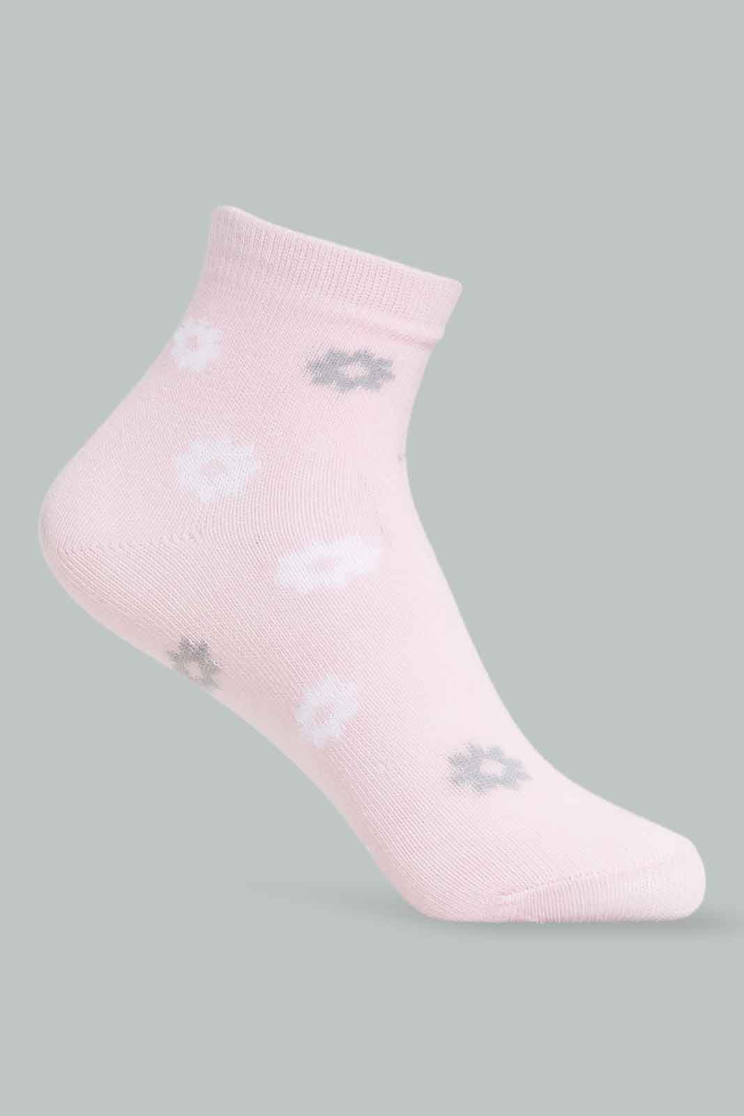 Redtag-Girls-Flower-Print-Ankle-Sock--White-And-Grey/-Pink/-Pink-And-Print-365,-Category:Socks,-Colour:Assorted,-Deals:New-In,-Filter:Girls-(2-to-8-Yrs),-GIR-Socks,-New-In-GIR-APL,-Non-Sale,-Section:Girls-(0-to-14Yrs)-Girls-2 to 8 Years