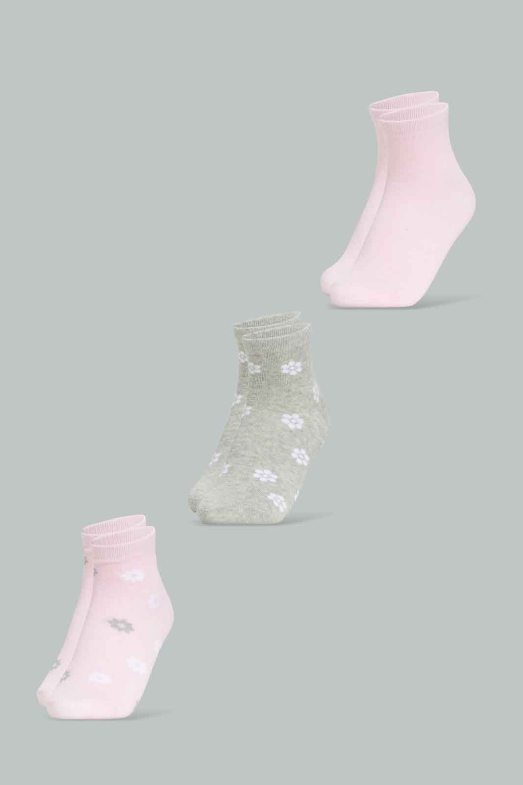 Redtag-Girls-Flower-Print-Ankle-Sock--White-And-Grey/-Pink/-Pink-And-Print-365,-Category:Socks,-Colour:Assorted,-Deals:New-In,-Filter:Girls-(2-to-8-Yrs),-GIR-Socks,-New-In-GIR-APL,-Non-Sale,-Section:Girls-(0-to-14Yrs)-Girls-2 to 8 Years