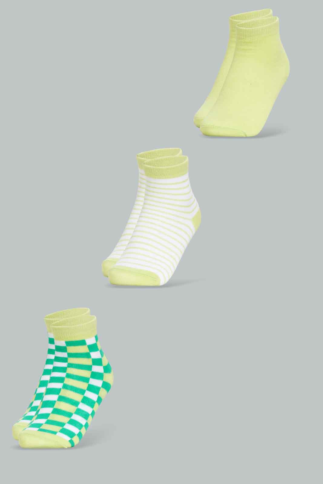 Redtag-Girls-Sage-Pack-Of-3-Ankle-Sock--Check/-Solid/-Stripe-365,-Category:Socks,-Colour:Assorted,-Deals:New-In,-Filter:Girls-(2-to-8-Yrs),-GIR-Socks,-New-In-GIR-APL,-Non-Sale,-Section:Girls-(0-to-14Yrs)-Girls-2 to 8 Years
