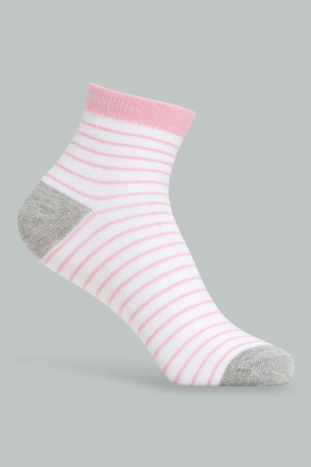 Redtag-Girls-Pack-Of-3-Ankle-Sock--Pink/Solid/-Grey-And-Pink-365,-Category:Socks,-Colour:Apricot,-Deals:New-In,-Filter:Girls-(2-to-8-Yrs),-GIR-Socks,-New-In-GIR-APL,-Non-Sale,-Section:Girls-(0-to-14Yrs)-Girls-2 to 8 Years