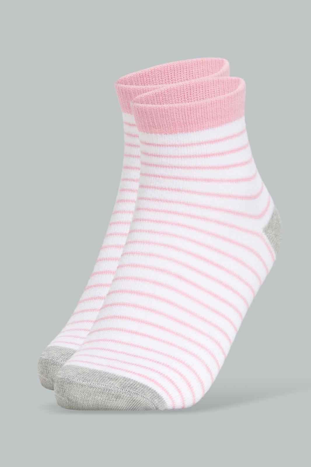 Redtag-Girls-Pack-Of-3-Ankle-Sock--Pink/Solid/-Grey-And-Pink-365,-Category:Socks,-Colour:Apricot,-Deals:New-In,-Filter:Girls-(2-to-8-Yrs),-GIR-Socks,-New-In-GIR-APL,-Non-Sale,-Section:Girls-(0-to-14Yrs)-Girls-2 to 8 Years