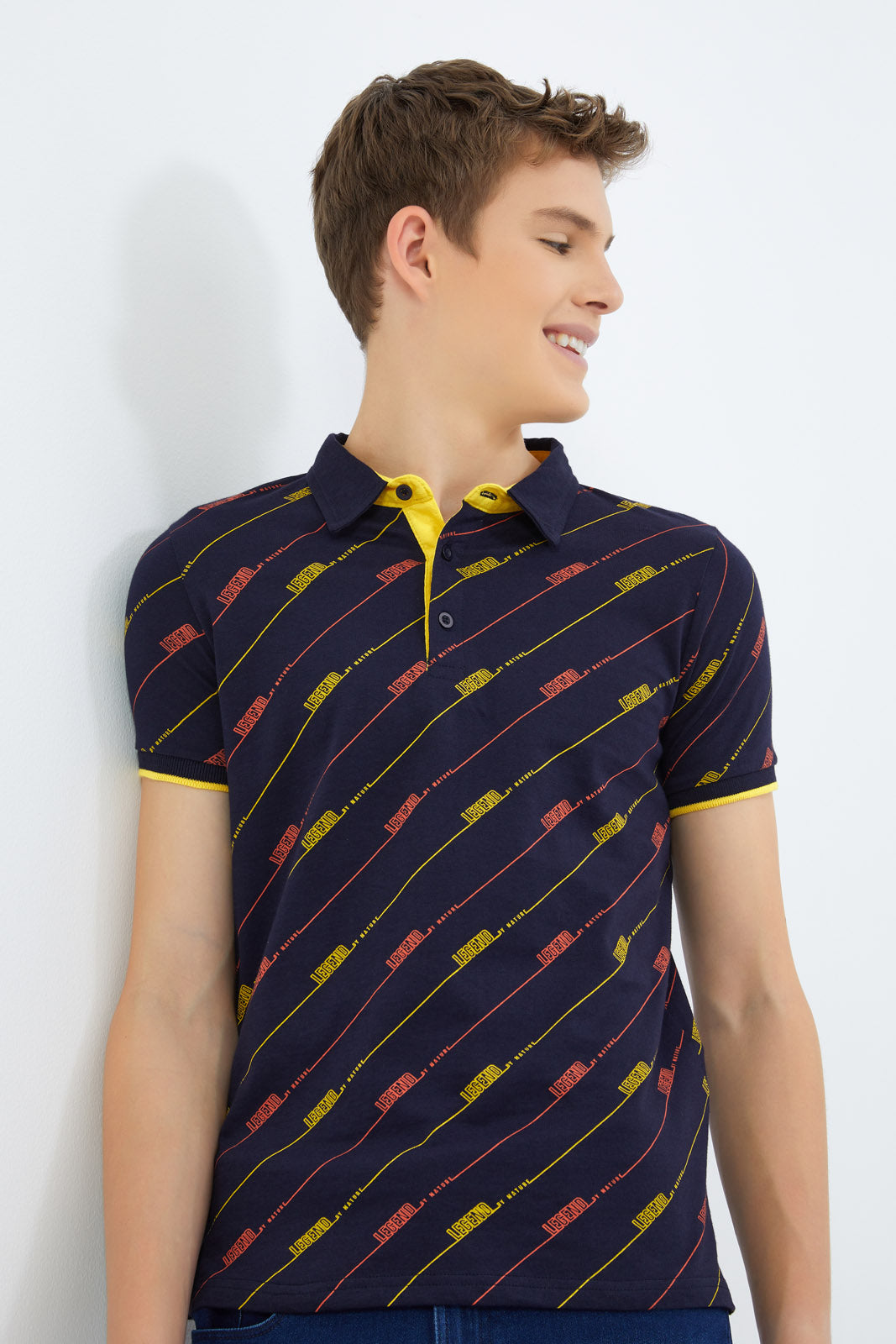 Redtag-Boys-Navy-Allover-Print-Polo-BSR-Polo-T-Shirts,-Category:Polo-T-Shirts,-Colour:Navy,-Deals:New-In,-Dept:Boys,-Filter:Senior-Boys-(8-to-14-Yrs),-New-In-BSR-APL,-Non-Sale,-S23B,-Section:Boys-(0-to-14Yrs)-Senior-Boys-9 to 14 Years