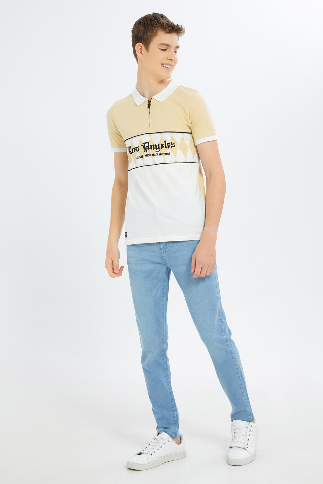 Redtag-Boys-Beige-Cut-Sew-Polo-BSR-Polo-T-Shirts,-Category:Polo-T-Shirts,-Colour:Beige,-Deals:New-In,-Dept:Boys,-Filter:Senior-Boys-(8-to-14-Yrs),-New-In-BSR-APL,-Non-Sale,-S23B,-Section:Boys-(0-to-14Yrs)-Senior-Boys-9 to 14 Years