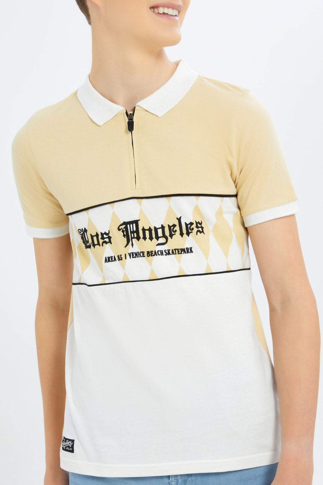 Redtag-Boys-Beige-Cut-Sew-Polo-BSR-Polo-T-Shirts,-Category:Polo-T-Shirts,-Colour:Beige,-Deals:New-In,-Dept:Boys,-Filter:Senior-Boys-(8-to-14-Yrs),-New-In-BSR-APL,-Non-Sale,-S23B,-Section:Boys-(0-to-14Yrs)-Senior-Boys-9 to 14 Years