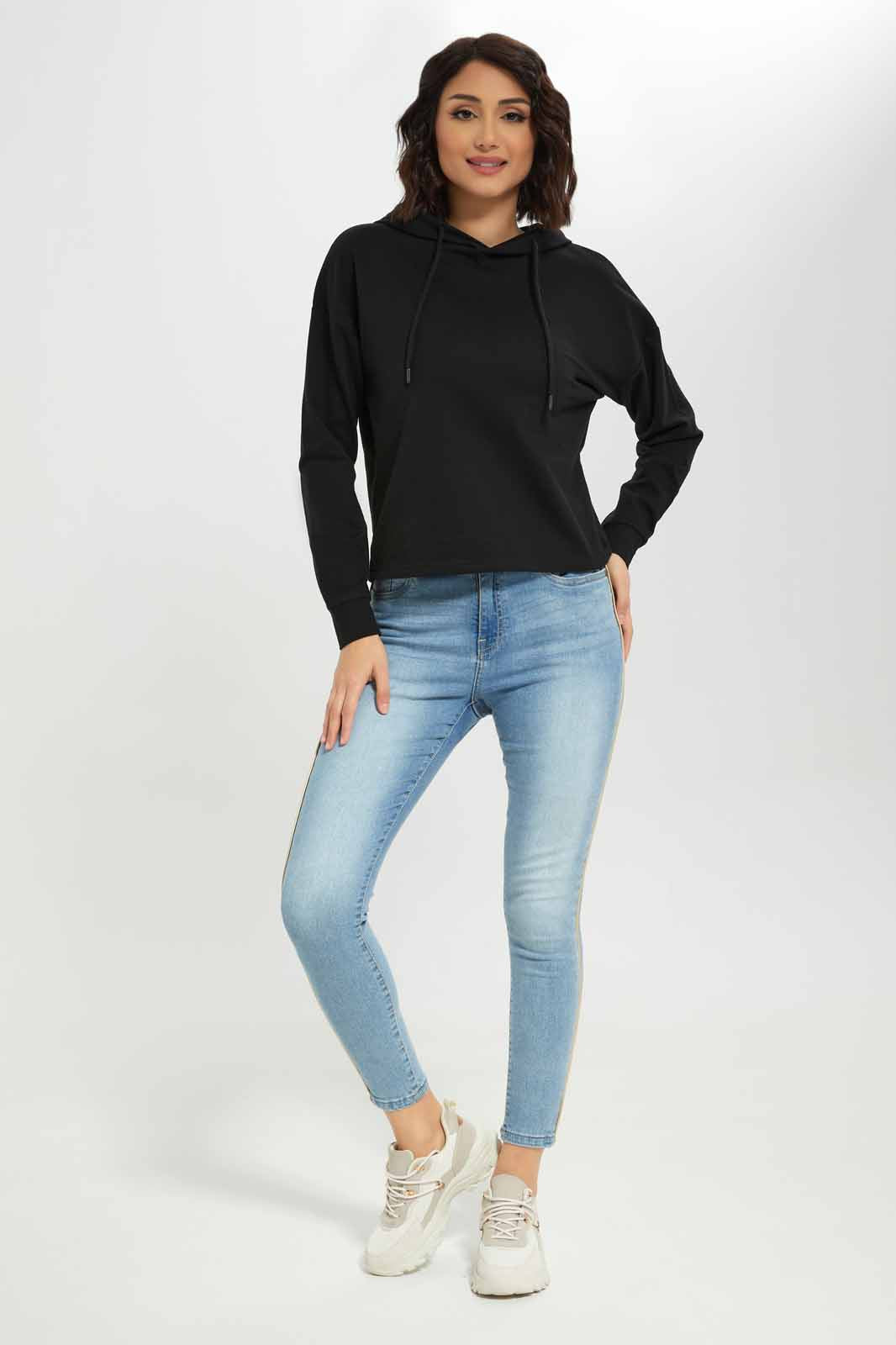 Redtag-Women-Black-Hoodie-Long-Sleeve-Sweatshirt-Category:Sweatshirts,-Colour:Black,-Deals:New-In,-Dept:Ladieswear,-Filter:Women's-Clothing,-New-In-Women-APL,-Non-Sale,-S23A,-Section:Women,-Women-Sweatshirts-Women's-