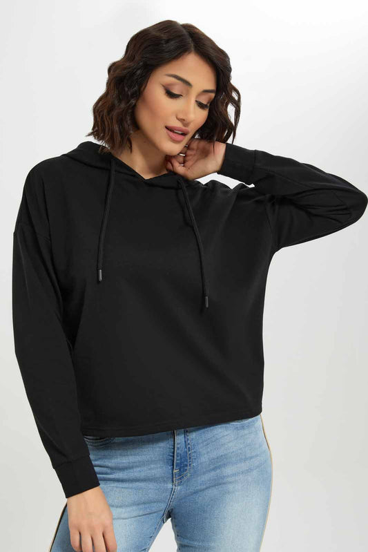 Redtag-Women-Black-Hoodie-Long-Sleeve-Sweatshirt-Category:Sweatshirts,-Colour:Black,-Deals:New-In,-Dept:Ladieswear,-Filter:Women's-Clothing,-New-In-Women-APL,-Non-Sale,-S23A,-Section:Women,-Women-Sweatshirts-Women's-