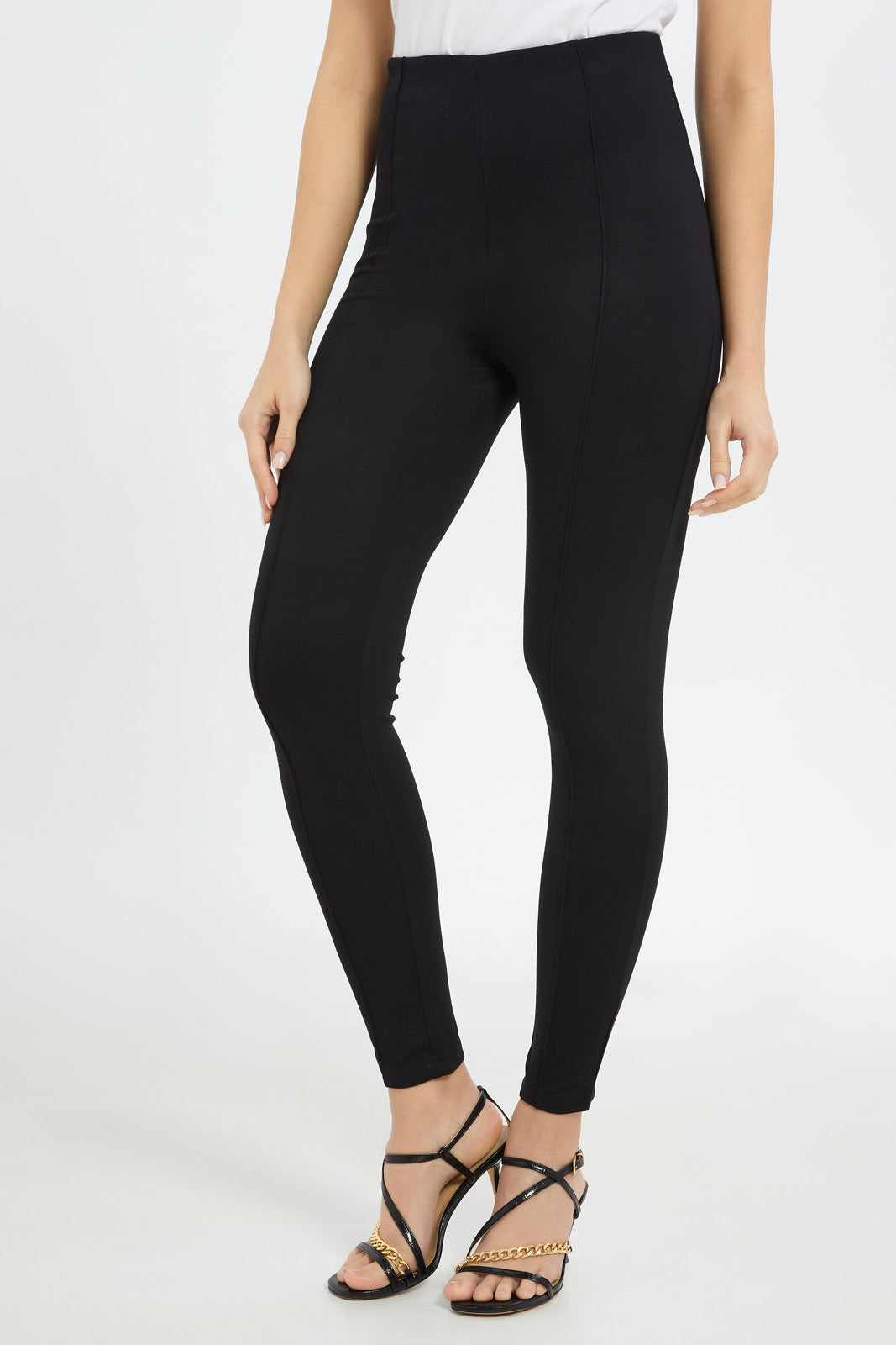 Redtag-Women-Black-Pleated-Pontie-Lagging-Category:Leggings,-Colour:Black,-Deals:New-In,-Dept:Ladieswear,-Filter:Women's-Clothing,-H1:LWR,-H2:LAD,-H3:TRS,-H4:LEG,-New-In-Women-APL,-Non-Sale,-S23A,-Season:S23A,-Section:Women,-Women-Leggings-Women's-
