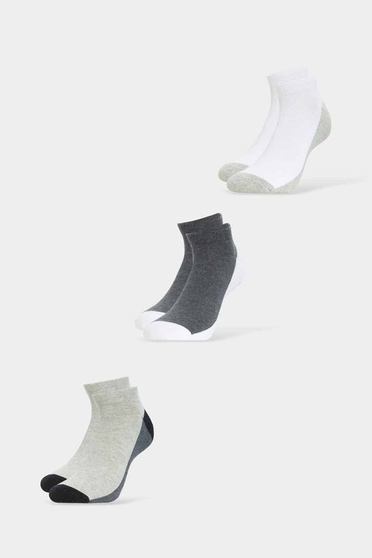 Redtag-Men-White/Grey/Black-1/2-Terry-Ankle-Socks-365,-Category:Socks,-Colour:Assorted,-Deals:New-In,-Dept:Menswear,-Filter:Men's-Clothing,-Men-Socks,-New-In-Men-APL,-Non-Sale,-Section:Men-Men's-
