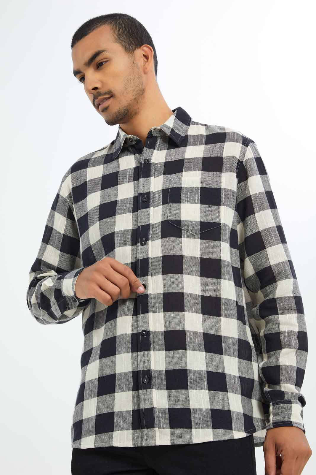 Redtag-Men-Black/-White-Check-Shirt-Category:Shirts,-Colour:Black,-Deals:New-In,-Dept:Menswear,-Filter:Men's-Clothing,-Men-Shirts,-New-In-Men-APL,-Non-Sale,-S23B,-Section:Men-Men's-