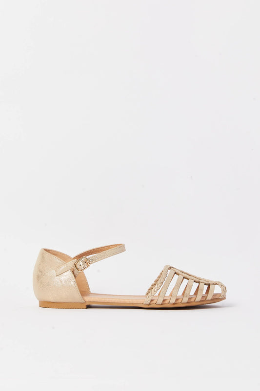 Redtag-Gold-Braided-Fisherman-Sandal-Category:Sandals,-Colour:Gold,-Deals:New-In,-Filter:Girls-Footwear-(5-to-14-Yrs),-GSR-Sandals,-N/A,-New-In-GSR-FOO,-Non-Sale,-S23A,-Section:Girls-(0-to-14Yrs)-Senior-Girls-5 to 14 Years