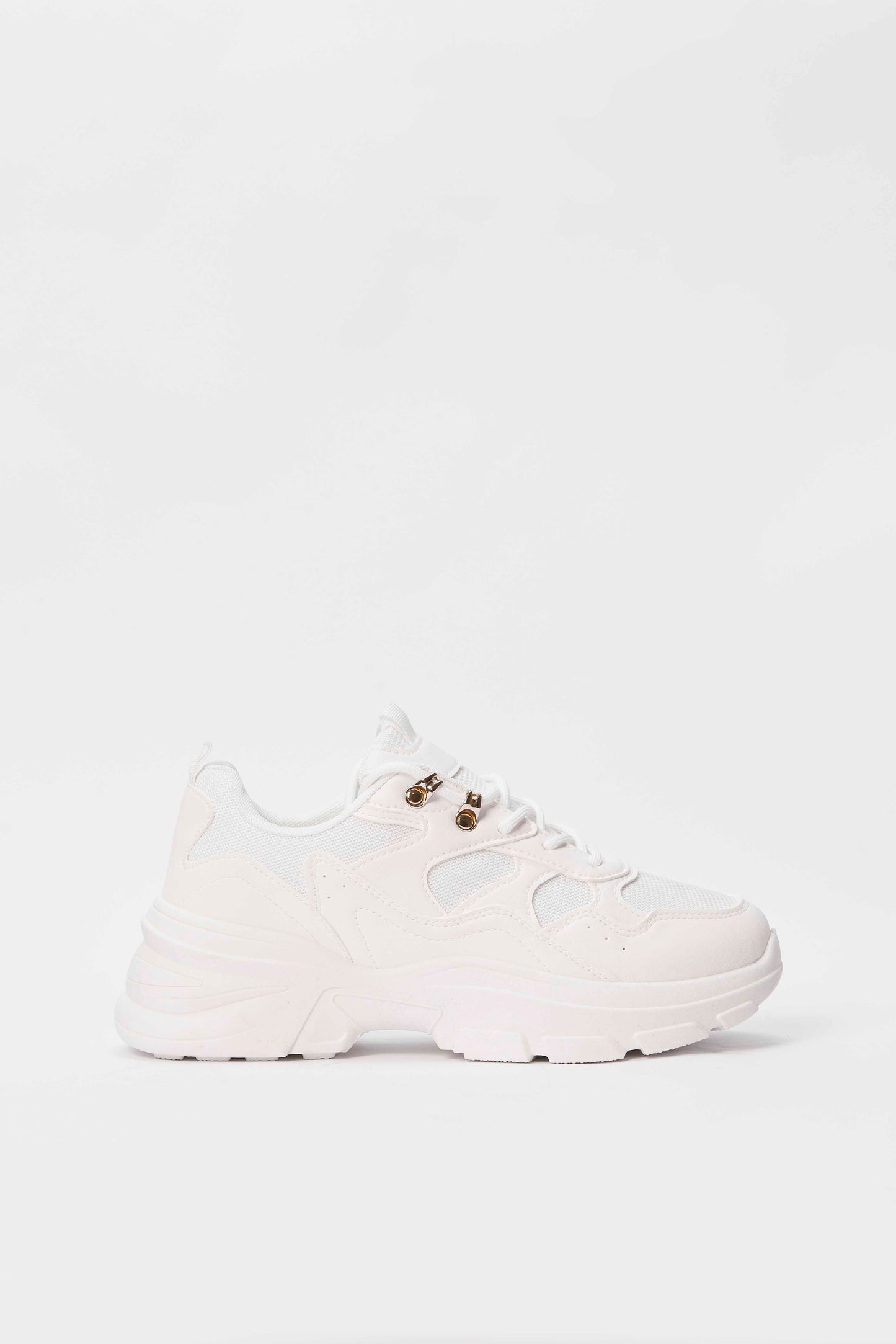 Redtag-White-Lace-Up-With-Gold-Eyelet-Category:Trainers,-Colour:White,-Deals:New-In,-Filter:Women's-Footwear,-N/A,-New-In-Women-FOO,-Non-Sale,-S23A,-Section:Women,-Women-Trainers-Women's-