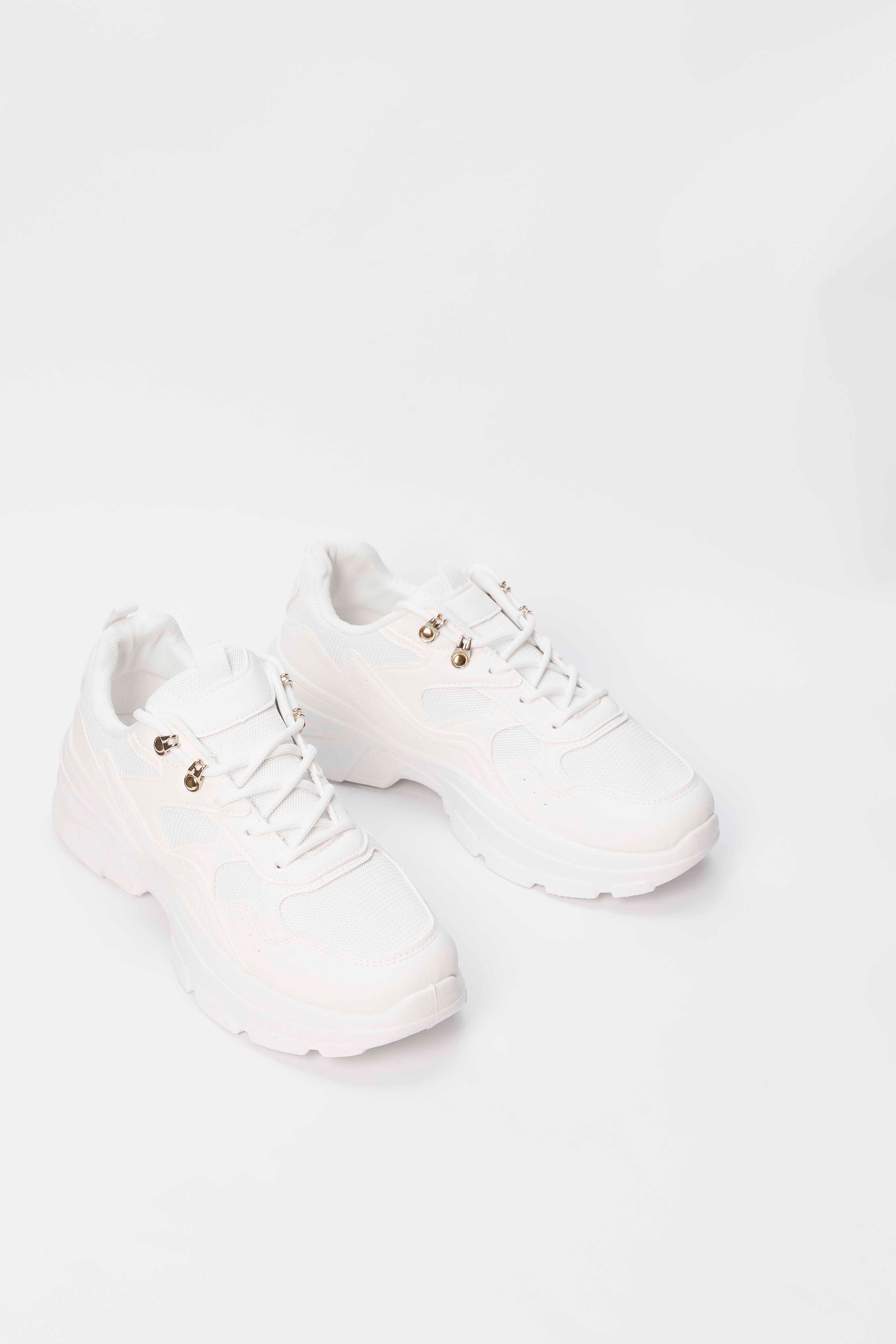 Redtag-White-Lace-Up-With-Gold-Eyelet-Category:Trainers,-Colour:White,-Deals:New-In,-Filter:Women's-Footwear,-N/A,-New-In-Women-FOO,-Non-Sale,-S23A,-Section:Women,-Women-Trainers-Women's-