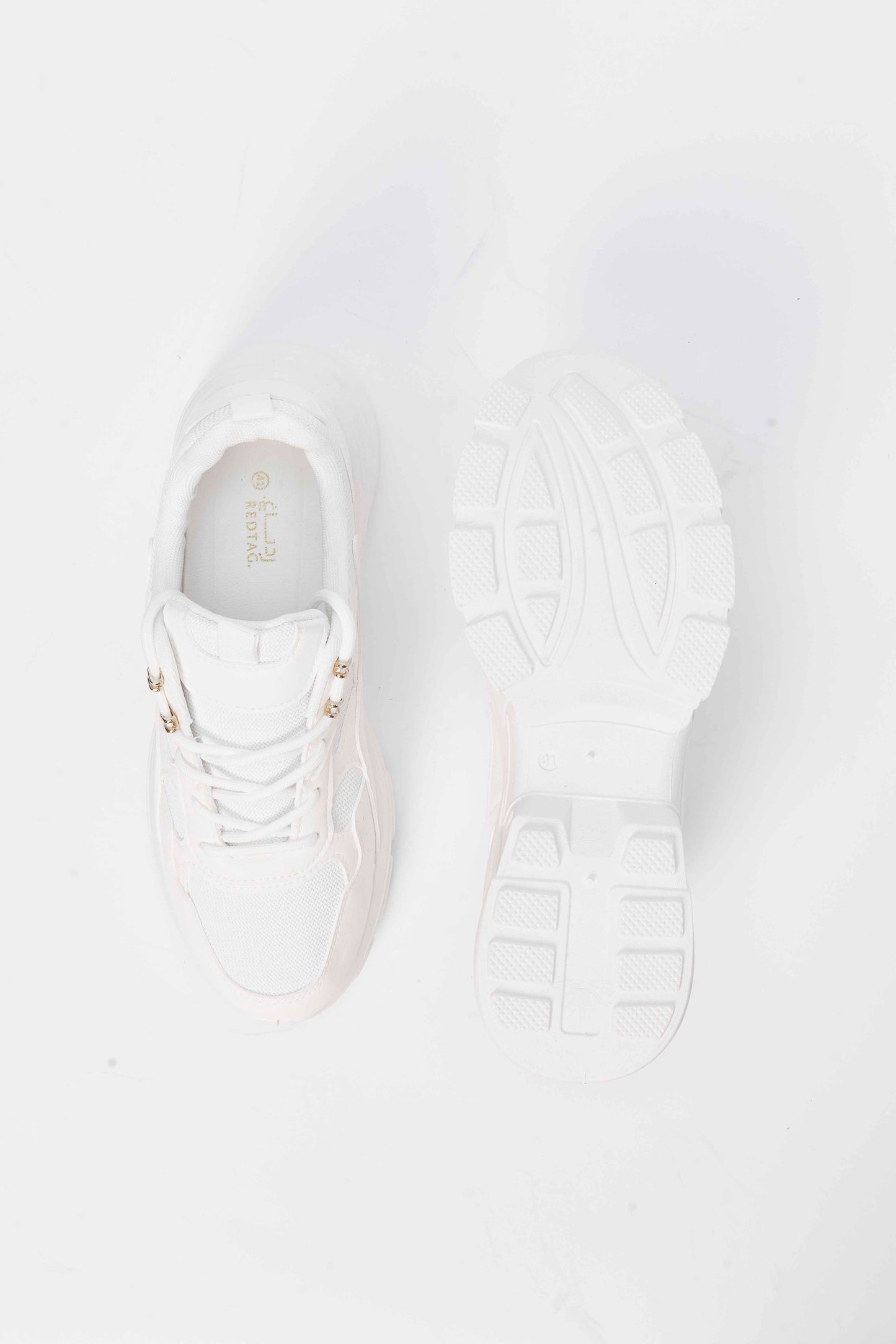 Redtag-White-Lace-Up-With-Gold-Eyelet-Category:Trainers,-Colour:White,-Deals:New-In,-Filter:Women's-Footwear,-N/A,-New-In-Women-FOO,-Non-Sale,-S23A,-Section:Women,-Women-Trainers-Women's-