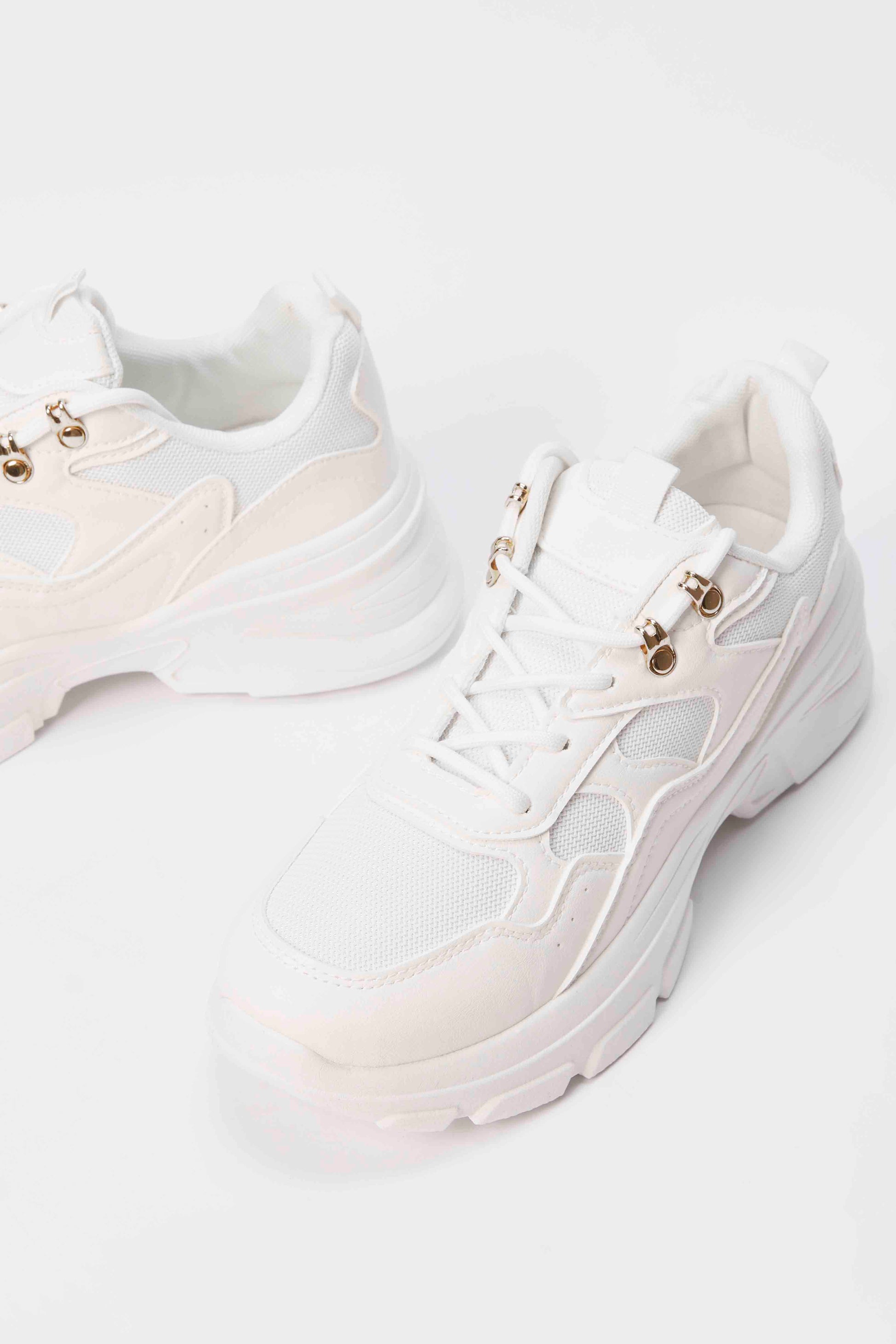 Redtag-White-Lace-Up-With-Gold-Eyelet-Category:Trainers,-Colour:White,-Deals:New-In,-Filter:Women's-Footwear,-N/A,-New-In-Women-FOO,-Non-Sale,-S23A,-Section:Women,-Women-Trainers-Women's-