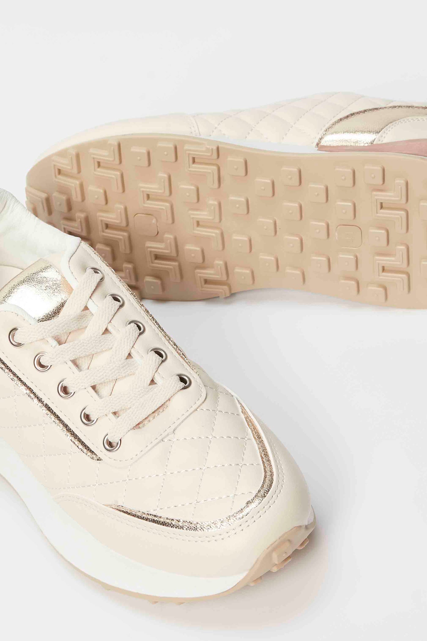 Redtag-Beige-Quilt-Lace-Up-Category:Trainers,-Colour:Beige,-Deals:New-In,-Filter:Women's-Footwear,-N/A,-New-In-Women-FOO,-Non-Sale,-S23A,-Section:Women,-Women-Trainers-Women's-