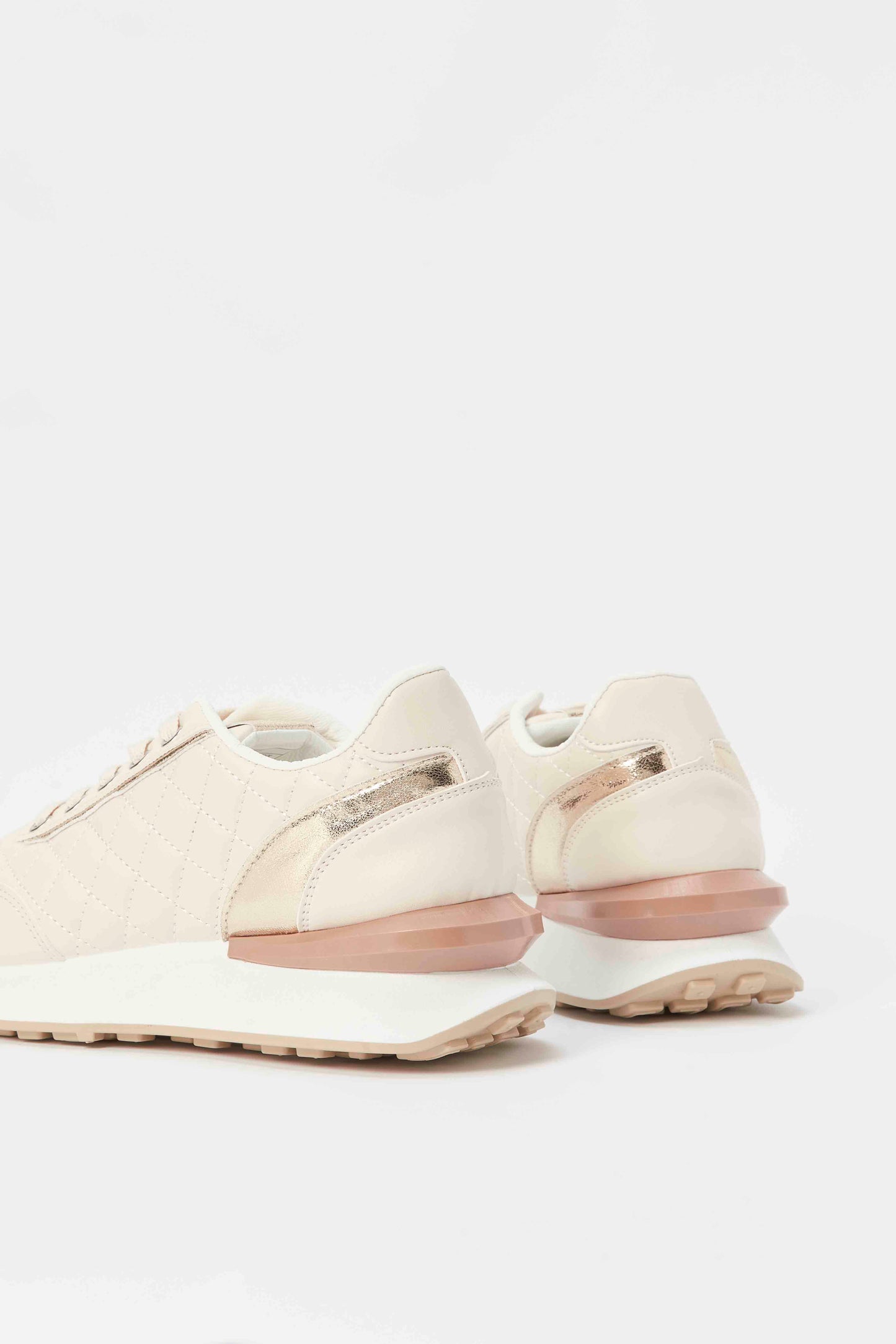 Redtag-Beige-Quilt-Lace-Up-Category:Trainers,-Colour:Beige,-Deals:New-In,-Filter:Women's-Footwear,-N/A,-New-In-Women-FOO,-Non-Sale,-S23A,-Section:Women,-Women-Trainers-Women's-