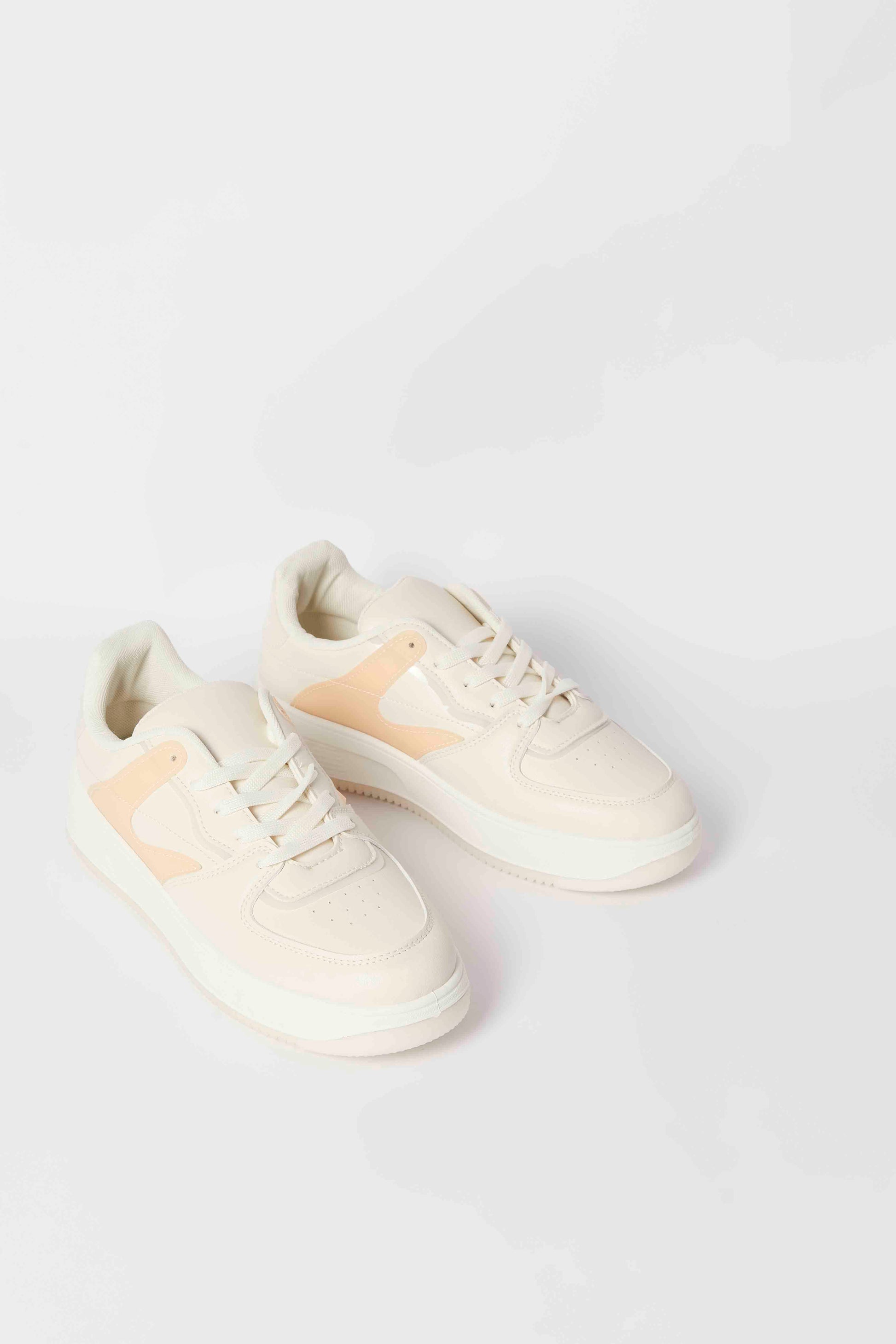 Redtag-Beige-Sneaker-With-Pink-Vinyl-Overlay-Sneaker-Category:Trainers,-Colour:Beige,-Deals:New-In,-Filter:Women's-Footwear,-N/A,-New-In-Women-FOO,-Non-Sale,-S23A,-Section:Women,-Women-Trainers-Women's-