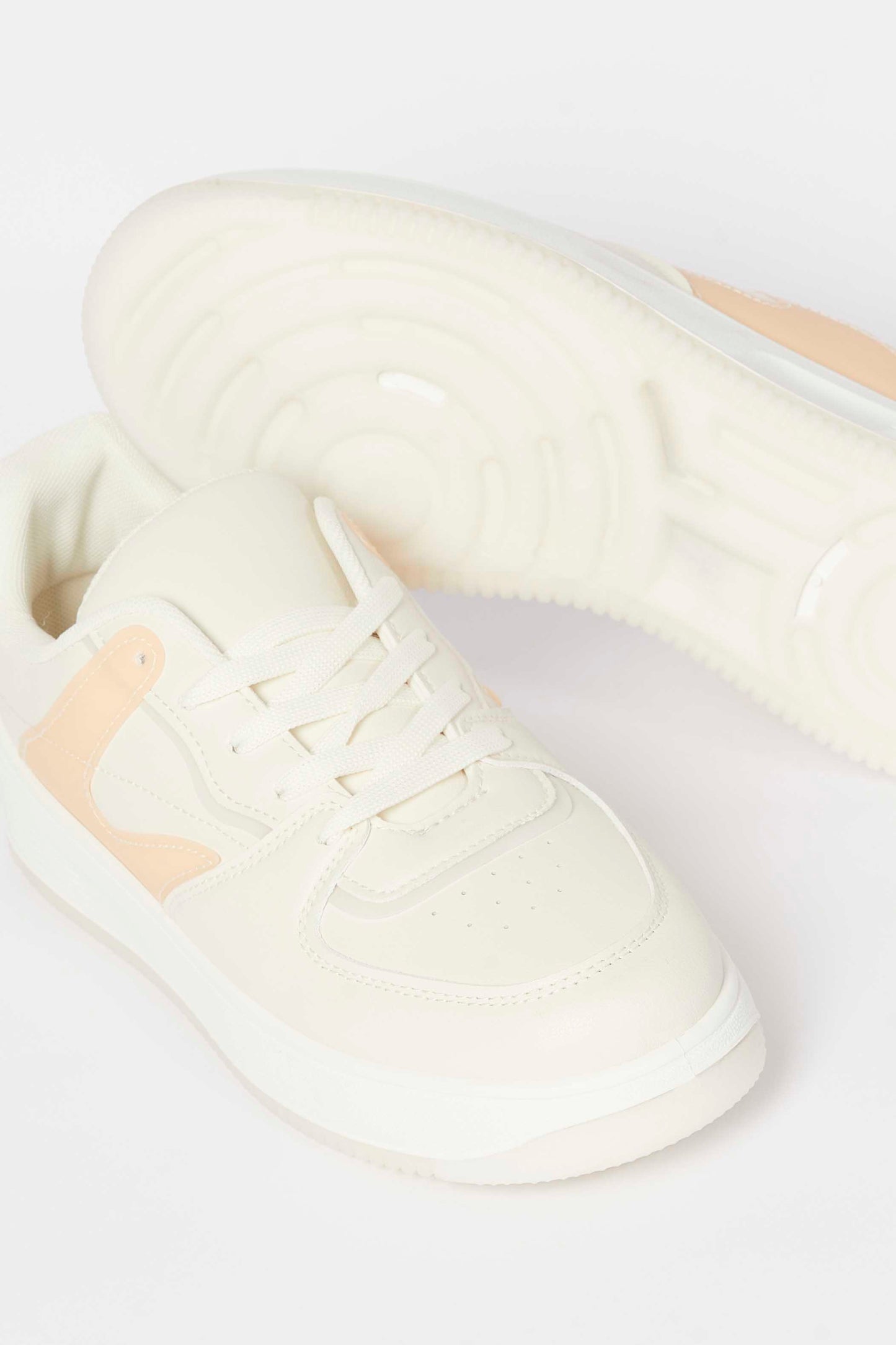 Redtag-Beige-Sneaker-With-Pink-Vinyl-Overlay-Sneaker-Category:Trainers,-Colour:Beige,-Deals:New-In,-Filter:Women's-Footwear,-N/A,-New-In-Women-FOO,-Non-Sale,-S23A,-Section:Women,-Women-Trainers-Women's-