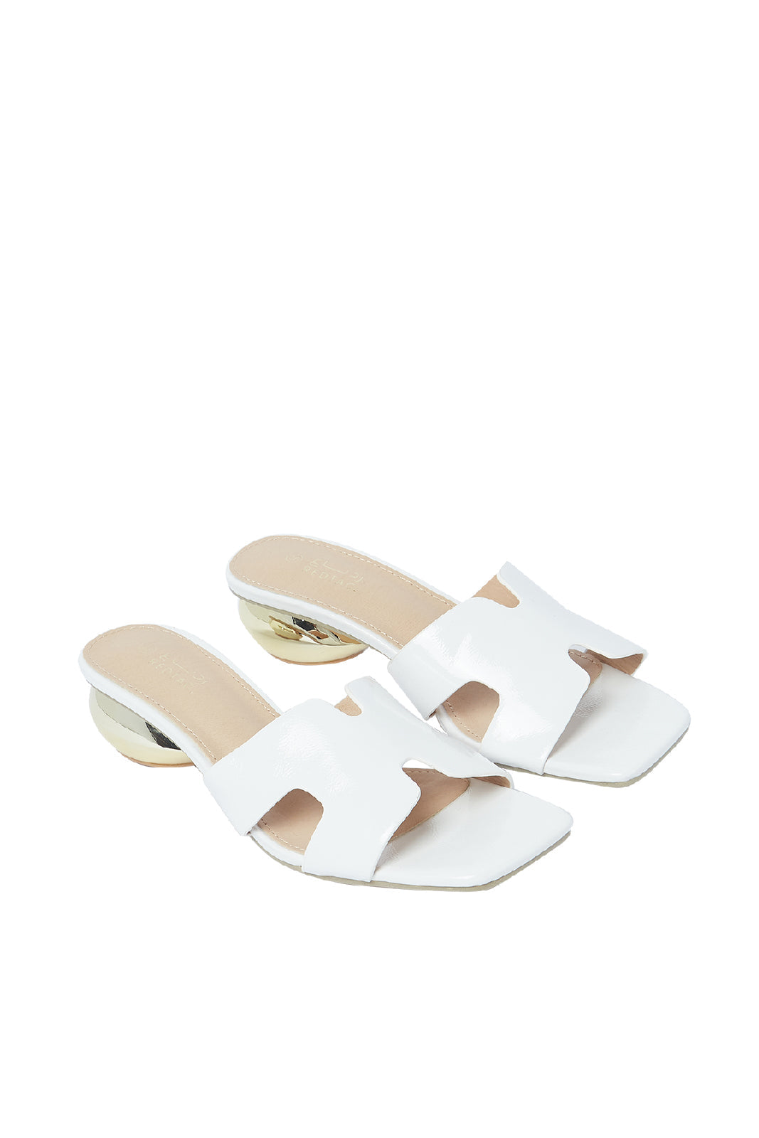Redtag-White-Patent-H-Upper-Mule-Category:Sandals,-Colour:White,-Deals:New-In,-Filter:Women's-Footwear,-LEC-Sandals,-N/A,-New-In-Women-FOO,-Non-Sale,-S23A,-Section:Women-Women's-