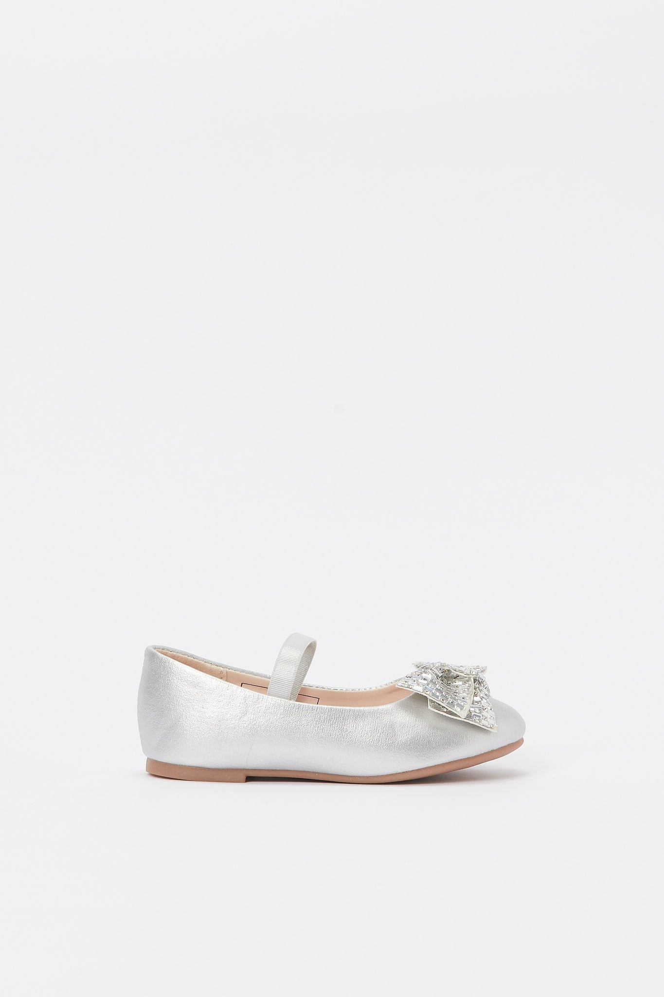 Redtag-Silver-Diamante-Bow-Ballerina-Category:Shoes,-Colour:Silver,-Deals:New-In,-Filter:Girls-Footwear-(3-to-5-Yrs),-GIR-Shoes,-H1:FOO,-H2:GIR,-H3:SHO,-H4:CAH,-New-In-GIR-FOO,-Non-Sale,-Promo:RMD,-RMD,-S23B,-Season:S23B,-Section:Girls-(0-to-14Yrs)-Girls-3 to 5 Years