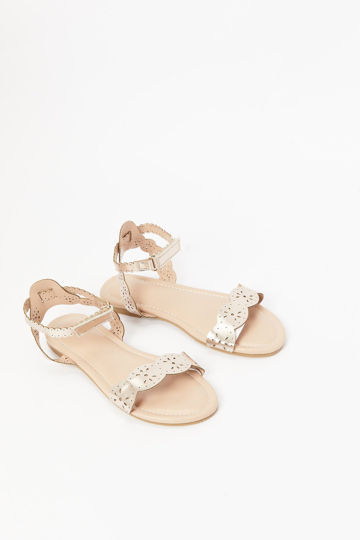 Redtag-Gold-Laser-Cut-Sandal-Category:Sandals,-Colour:Gold,-Deals:New-In,-Filter:Girls-Footwear-(5-to-14-Yrs),-GSR-Sandals,-N/A,-New-In-GSR-FOO,-Non-Sale,-S23B,-Section:Girls-(0-to-14Yrs)-Senior-Girls-5 to 14 Years