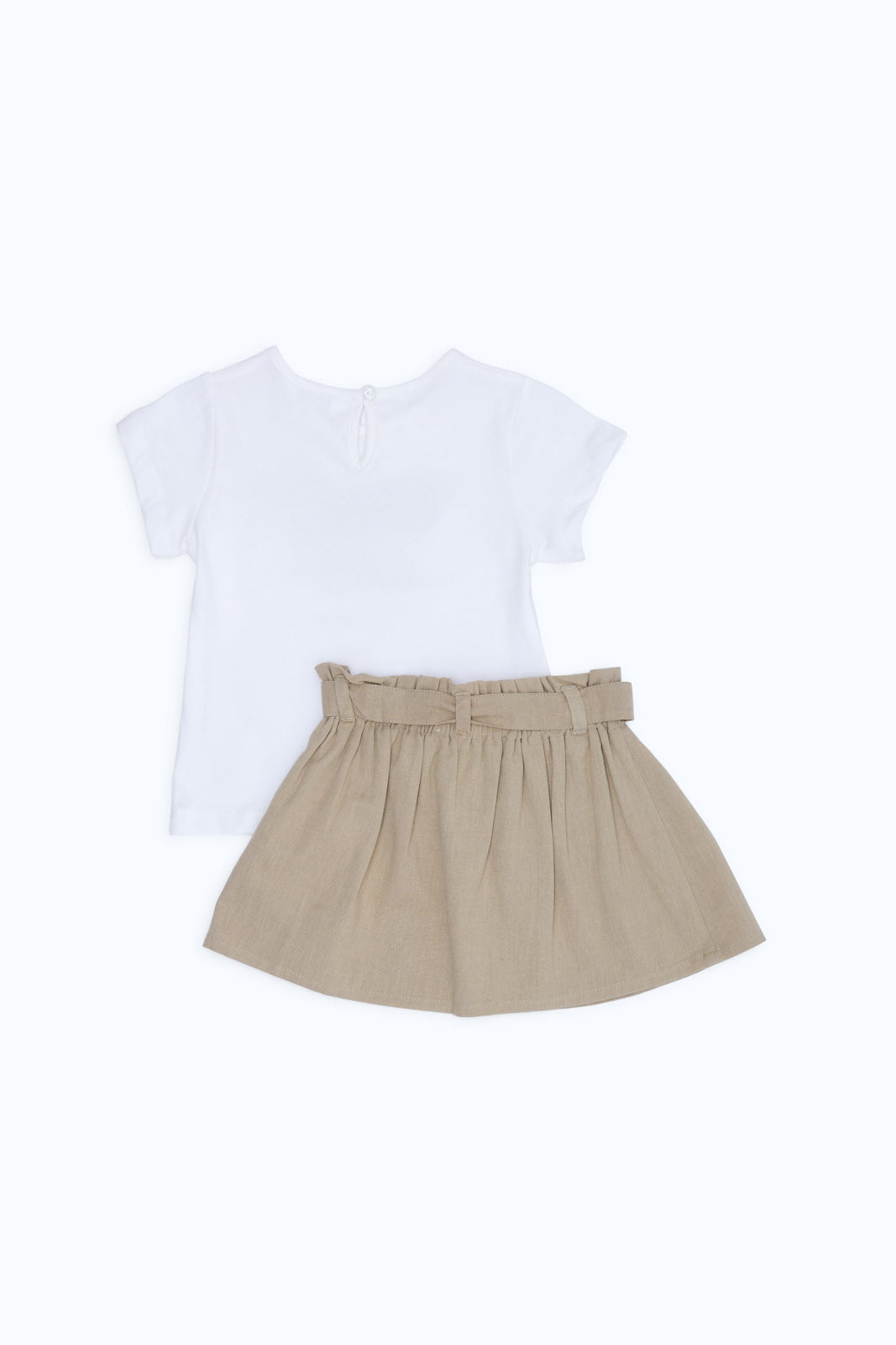 Redtag-Girls-White-Applique-Tshirt-With-Woven-Short-Category:Sets,-Colour:White,-Deals:New-In,-Dept:Girls,-Filter:Infant-Girls-(3-to-24-Mths),-H1:KWR,-H2:ING,-H3:SET,-H4:CAE,-ING-Sets,-New-In-ING-APL,-Non-Sale,-S23B,-Season:S23B,-Section:Girls-(0-to-14Yrs),-Set:Set-of-2-Infant-Girls-3 to 24 Months