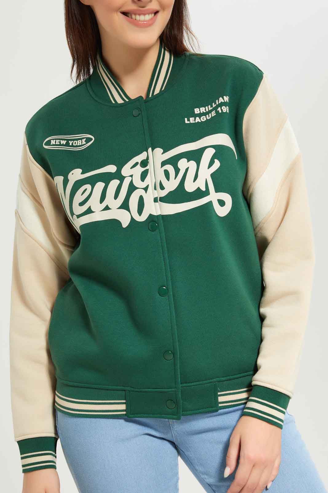 Redtag-Women-Green-Base-Ball-Jacket-Category:Jackets,-Colour:Green,-Deals:New-In,-Dept:Ladieswear,-Filter:Women's-Clothing,-New-In-Women-APL,-Non-Sale,-S23A,-Section:Women,-Women-Jackets-Women's-