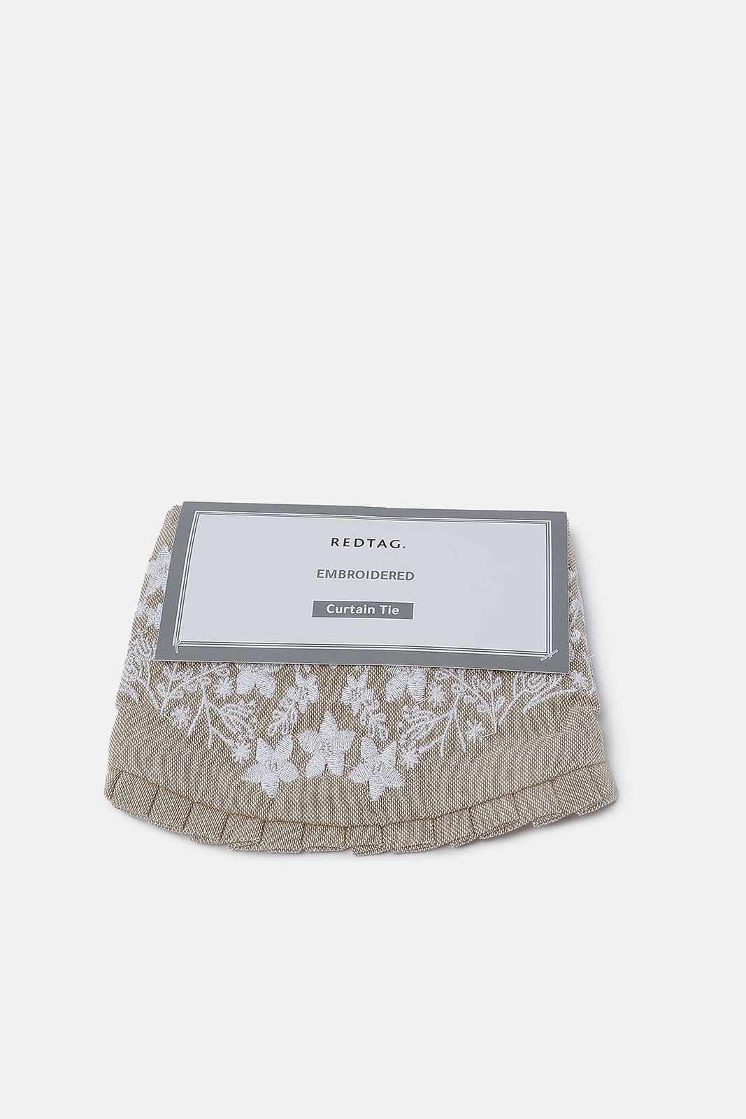 Redtag-Beige-Floral-Embroidered-Curtain-Tie-Back-With-Ruffle-Category:Bedroom-Accessories,-Colour:Beige,-Deals:New-In,-Dept:Home,-Filter:Home-Bedroom,-HMW-BED-Bedroom-Accessories,-New-In-HMW-BED,-Non-Sale,-S23C,-Section:Homewares-Home-Bedroom-