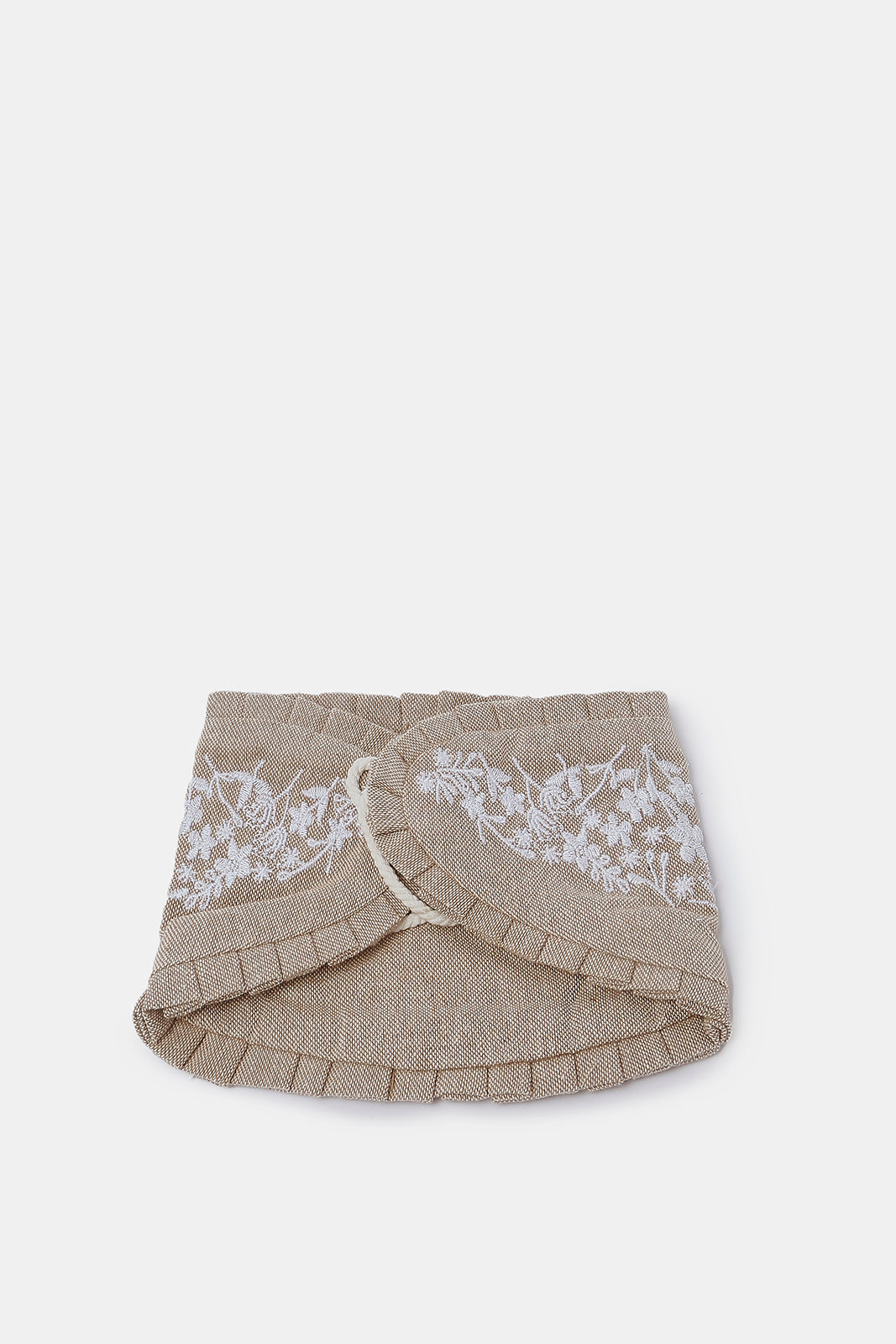 Redtag-Beige-Floral-Embroidered-Curtain-Tie-Back-With-Ruffle-Category:Bedroom-Accessories,-Colour:Beige,-Deals:New-In,-Dept:Home,-Filter:Home-Bedroom,-HMW-BED-Bedroom-Accessories,-New-In-HMW-BED,-Non-Sale,-S23C,-Section:Homewares-Home-Bedroom-