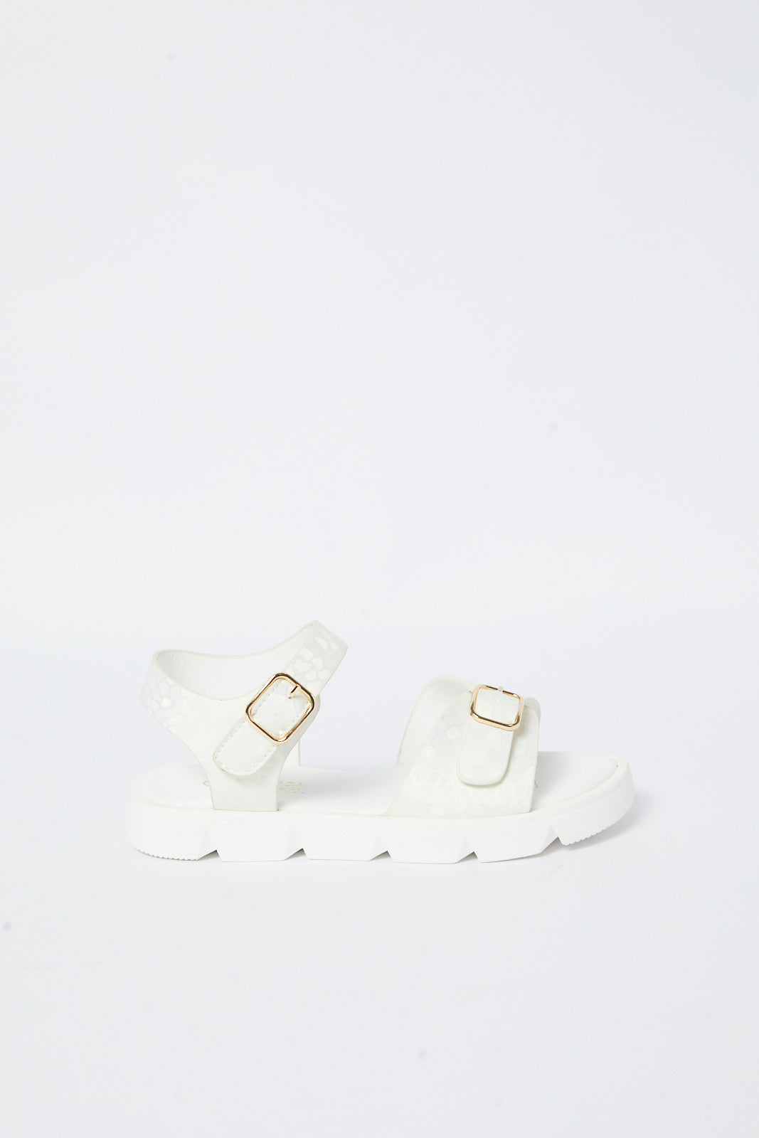 Redtag-White-Embosed-Sandal-Category:Sandals,-Colour:White,-Deals:New-In,-Filter:Girls-Footwear-(5-to-14-Yrs),-GSR-Sandals,-N/A,-New-In-GSR-FOO,-Non-Sale,-S23B,-Section:Girls-(0-to-14Yrs)-Senior-Girls-5 to 14 Years