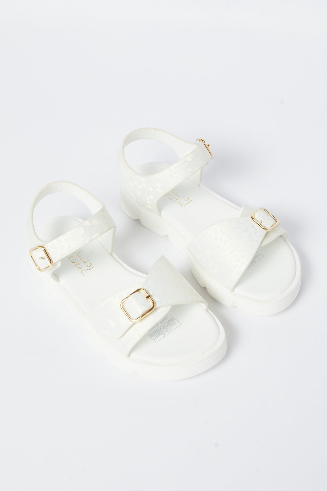 Redtag-White-Embosed-Sandal-Category:Sandals,-Colour:White,-Deals:New-In,-Filter:Girls-Footwear-(5-to-14-Yrs),-GSR-Sandals,-N/A,-New-In-GSR-FOO,-Non-Sale,-S23B,-Section:Girls-(0-to-14Yrs)-Senior-Girls-5 to 14 Years