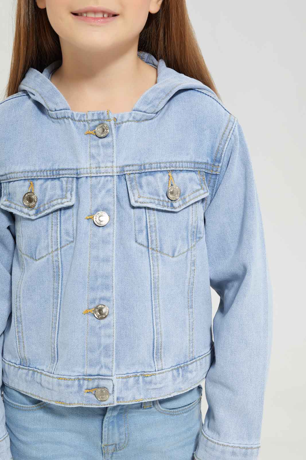 Redtag-Girls-Denim-Hooded-Jacket-Category:Jackets,-Colour:Blue,-Deals:New-In,-Dept:Girls,-Filter:Girls-(2-to-8-Yrs),-GIR-Jackets,-New-In-GIR-APL,-Non-Sale,-S23A,-Section:Girls-(0-to-14Yrs)-Girls-2 to 8 Years