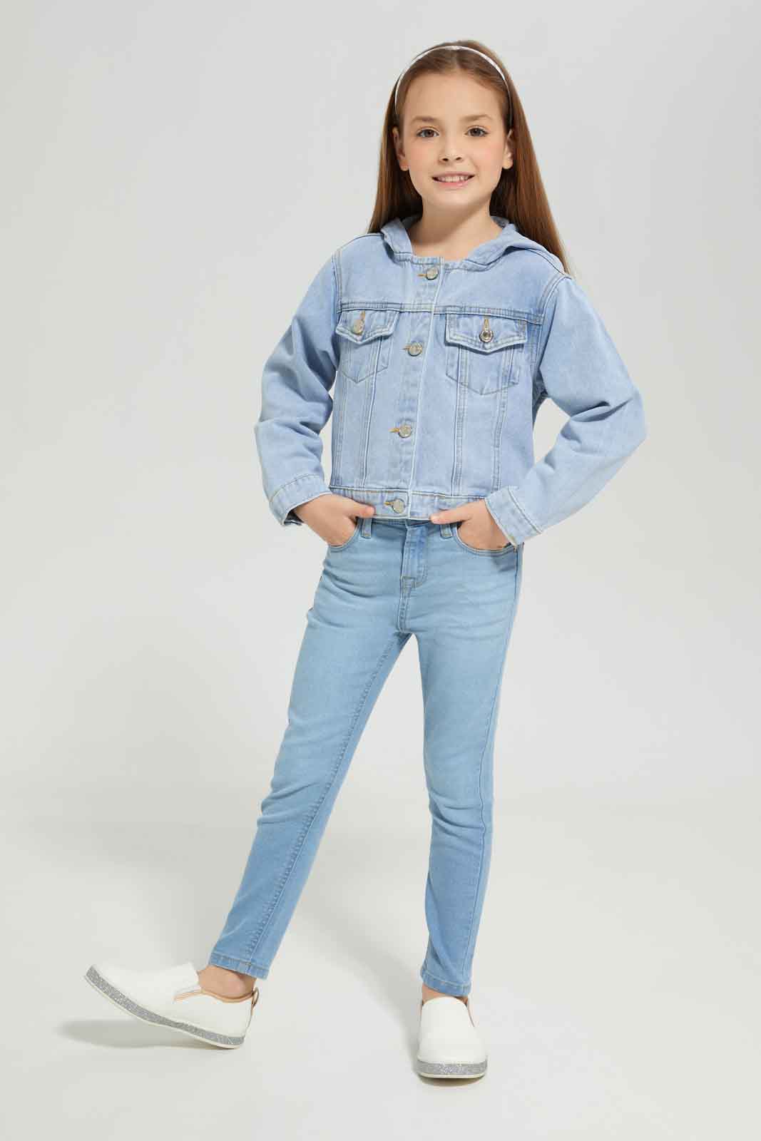 Redtag-Girls-Denim-Hooded-Jacket-Category:Jackets,-Colour:Blue,-Deals:New-In,-Dept:Girls,-Filter:Girls-(2-to-8-Yrs),-GIR-Jackets,-New-In-GIR-APL,-Non-Sale,-S23A,-Section:Girls-(0-to-14Yrs)-Girls-2 to 8 Years