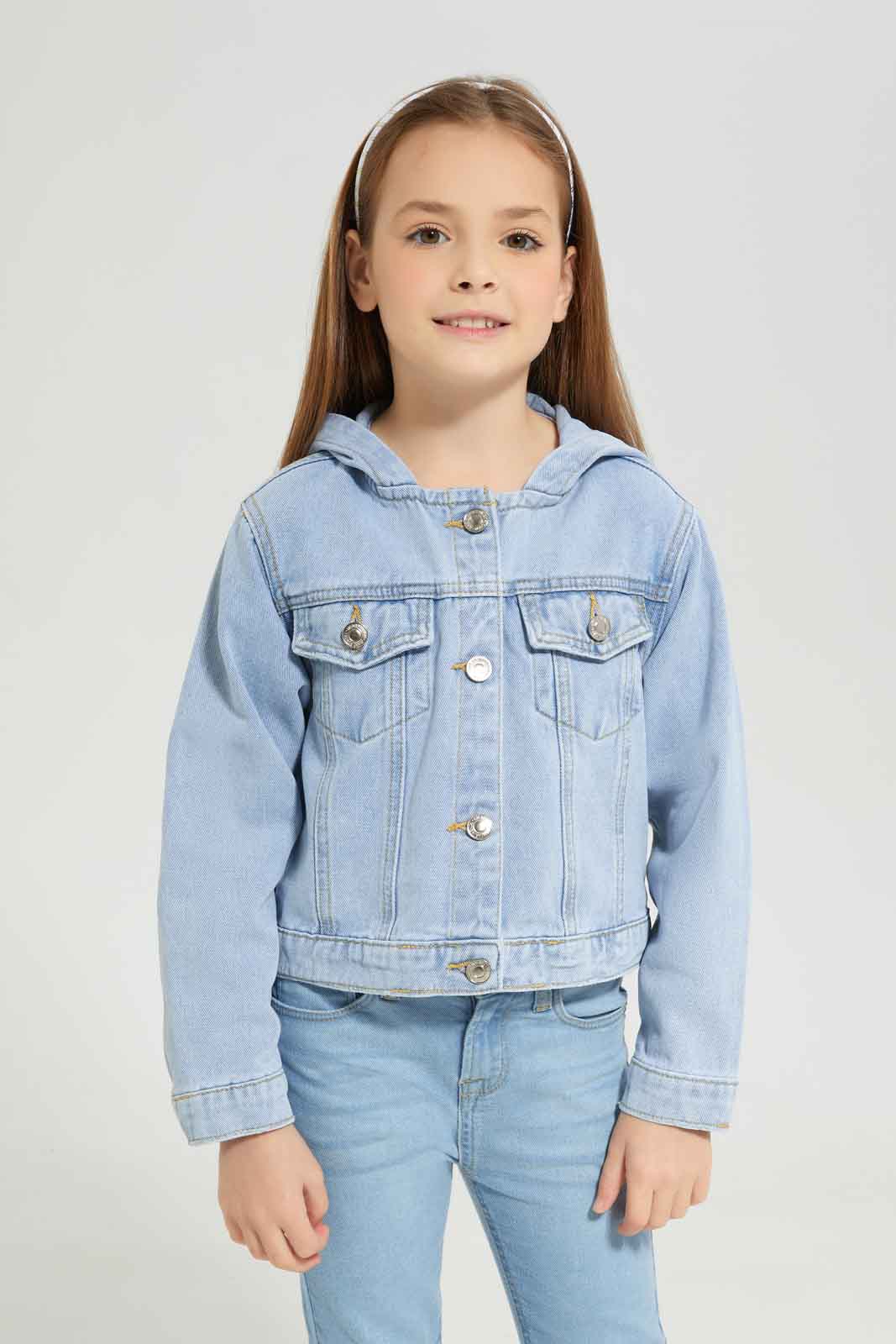 Redtag-Girls-Denim-Hooded-Jacket-Category:Jackets,-Colour:Blue,-Deals:New-In,-Dept:Girls,-Filter:Girls-(2-to-8-Yrs),-GIR-Jackets,-New-In-GIR-APL,-Non-Sale,-S23A,-Section:Girls-(0-to-14Yrs)-Girls-2 to 8 Years