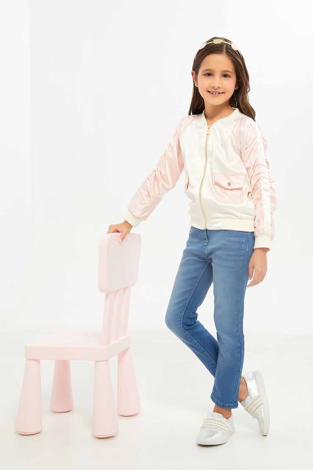 Redtag-Girls-Beige-Bomber-Jacket-Category:Jackets,-Colour:Beige,-Deals:New-In,-Dept:Girls,-Filter:Girls-(2-to-8-Yrs),-GIR-Jackets,-New-In-GIR-APL,-Non-Sale,-S23A,-Section:Girls-(0-to-14Yrs)-Girls-2 to 8 Years