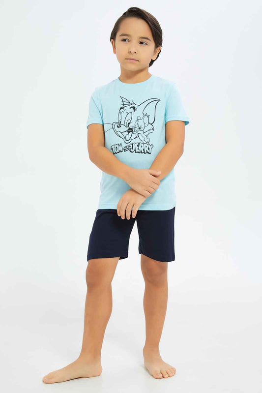 Redtag-Boys-Blue-Tom-And-Jerry-Basic-Pyjama-Set-BOY-Pyjama-Sets,-Category:Pyjama-Sets,-Colour:Blue,-Deals:New-In,-Dept:Boys,-Filter:Boys-(2-to-8-Yrs),-New-In-BOY-APL,-Non-Sale,-S23A,-Section:Boys-(0-to-14Yrs)-Boys-2 to 8 Years