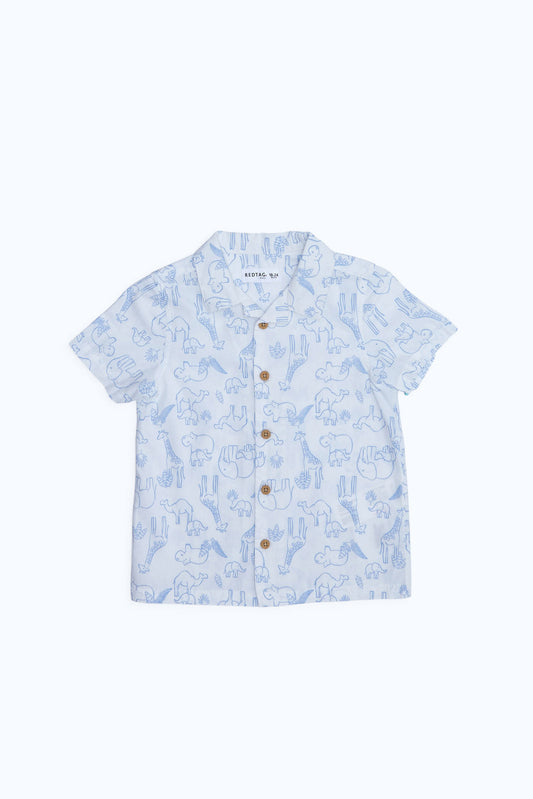 Redtag-Boys-Blue-Aop-Jungle-Safari-Ss-Shirt-Category:Shirts,-Colour:Blue,-Deals:New-In,-Dept:Boys,-Filter:Infant-Boys-(3-to-24-Mths),-INB-Shirts,-New-In-INB-APL,-Non-Sale,-S23B,-Section:Boys-(0-to-14Yrs)-Infant-Boys-3 to 24 Months