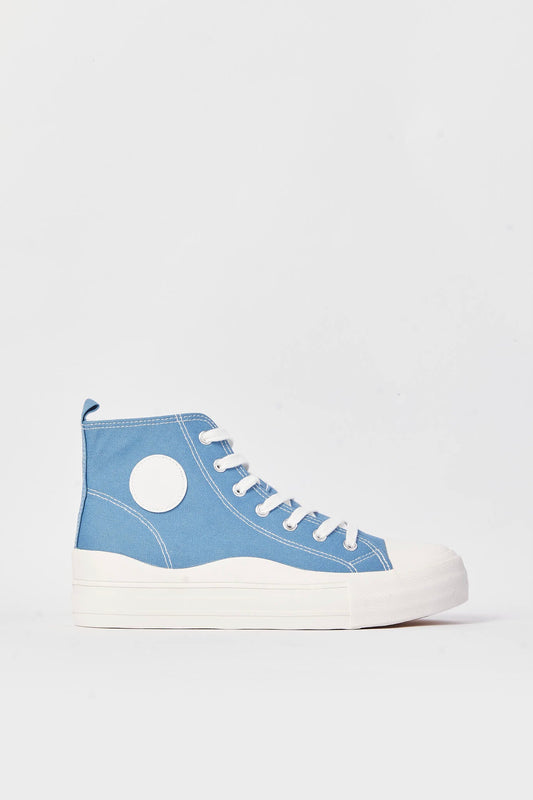 Women Blue Lace Up High Top Shoe