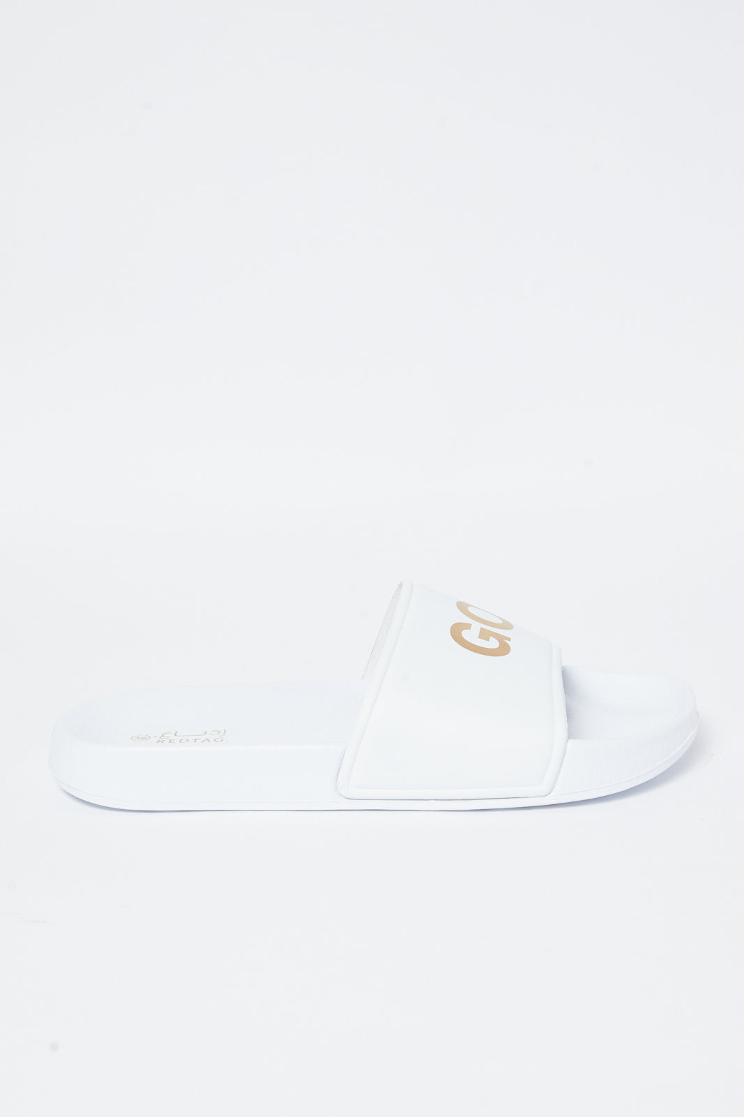 Redtag-White-Slogan-Slide-Category:Flip-Flops,-Colour:White,-Deals:New-In,-Filter:Women's-Footwear,-N/A,-New-In-Women-FOO,-Non-Sale,-S23A,-Section:Women,-Women-Flip-Flops-Women's-