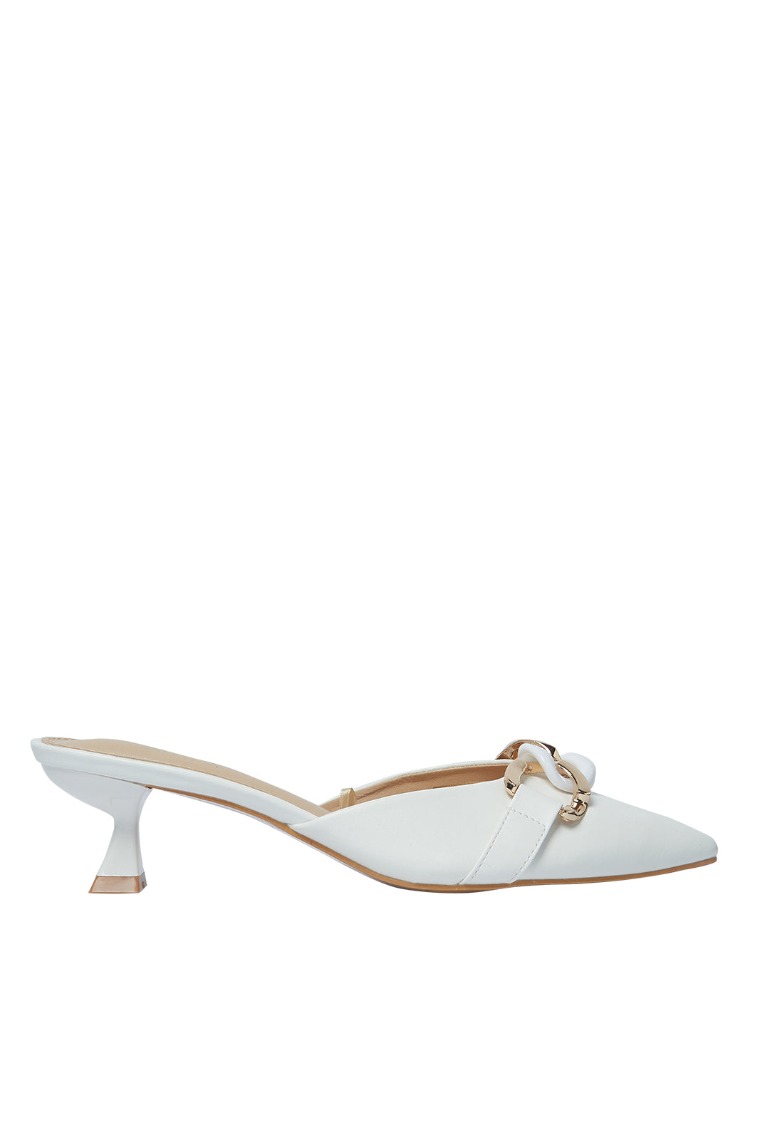 Redtag-White-Mule-With-Chaain-Trim-Category:Formal-Shoes,-Colour:White,-Deals:New-In,-Filter:Women's-Footwear,-N/A,-New-In-Women-FOO,-Non-Sale,-S23A,-Section:Women,-Women-Formal-Shoes-Women's-