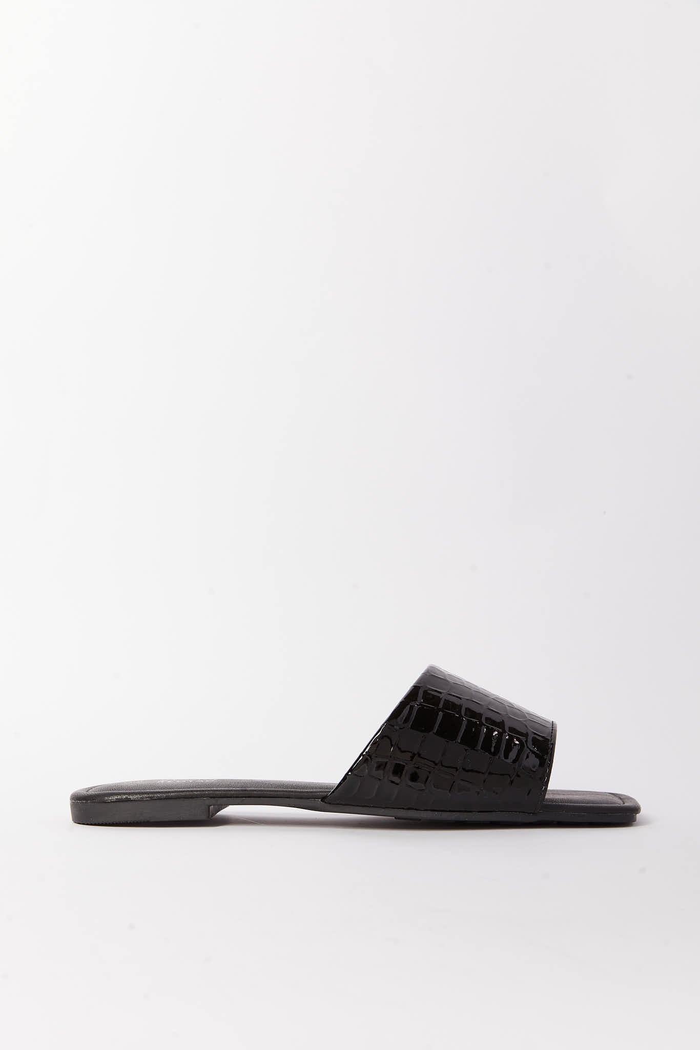 Redtag-Black-Croc-Pantent-Mule-Category:Sandals,-Colour:Black,-Deals:New-In,-Filter:Women's-Footwear,-LEC-Sandals,-N/A,-New-In-Women-FOO,-Non-Sale,-S23A,-Section:Women-Women's-