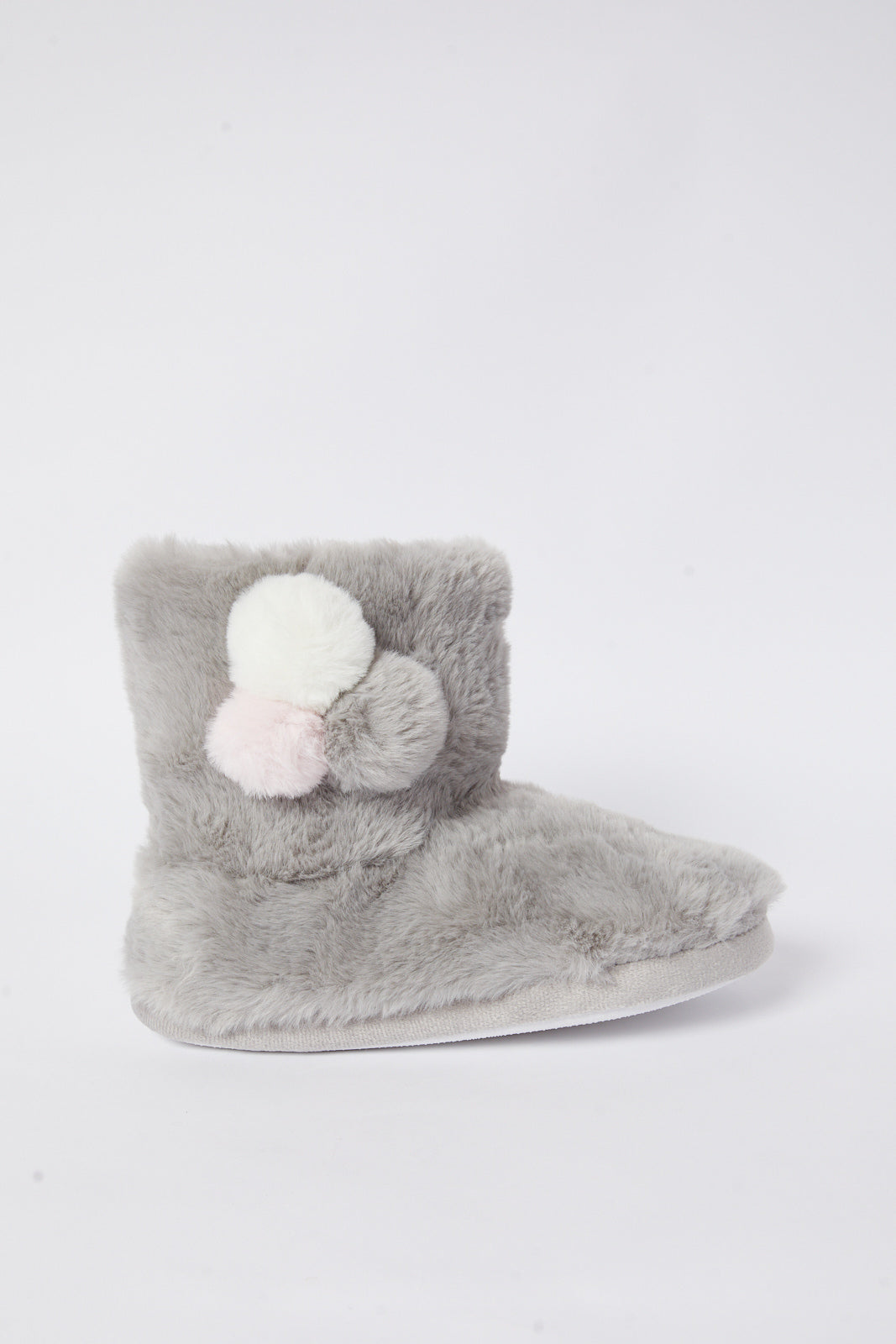 Redtag-Pom-Pom-Booty-Slipper-Category:Slippers,-Colour:Grey,-Deals:New-In,-Filter:Women's-Footwear,-N/A,-New-In-Women-FOO,-Non-Sale,-S23A,-Section:Women,-Women-Slippers-Women's-