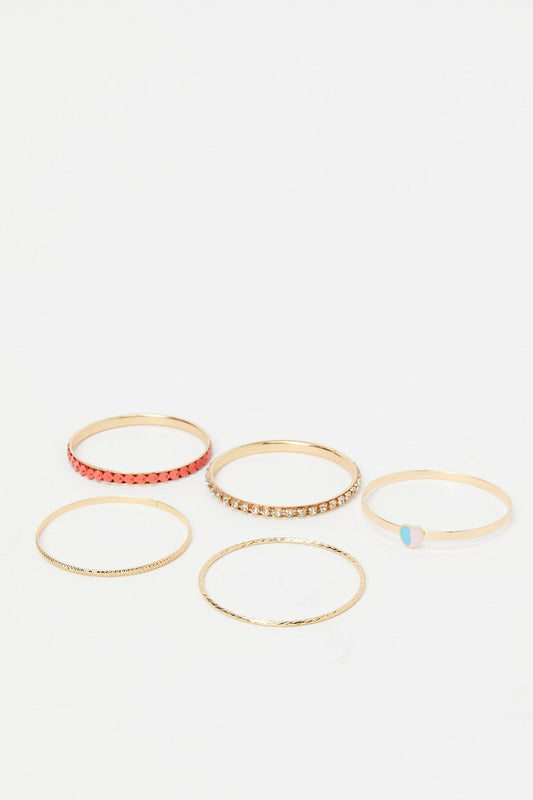 Redtag-Bracelet-Category:Jewellery,-Colour:Assorted,-Deals:New-In,-Dept:Girls,-Filter:Girls-Accessories,-GIR-Jewellery,-H1:ACC,-H2:GIR,-H3:GIA,-H4:JWL,-HACJWL,-New-In,-New-In-GIR-ACC,-Non-Sale,-Packs,-S23A,-Season:S23B,-Section:Girls-(0-to-14Yrs),-Set:Set-of-5,-Style:BANGLE-Girls-