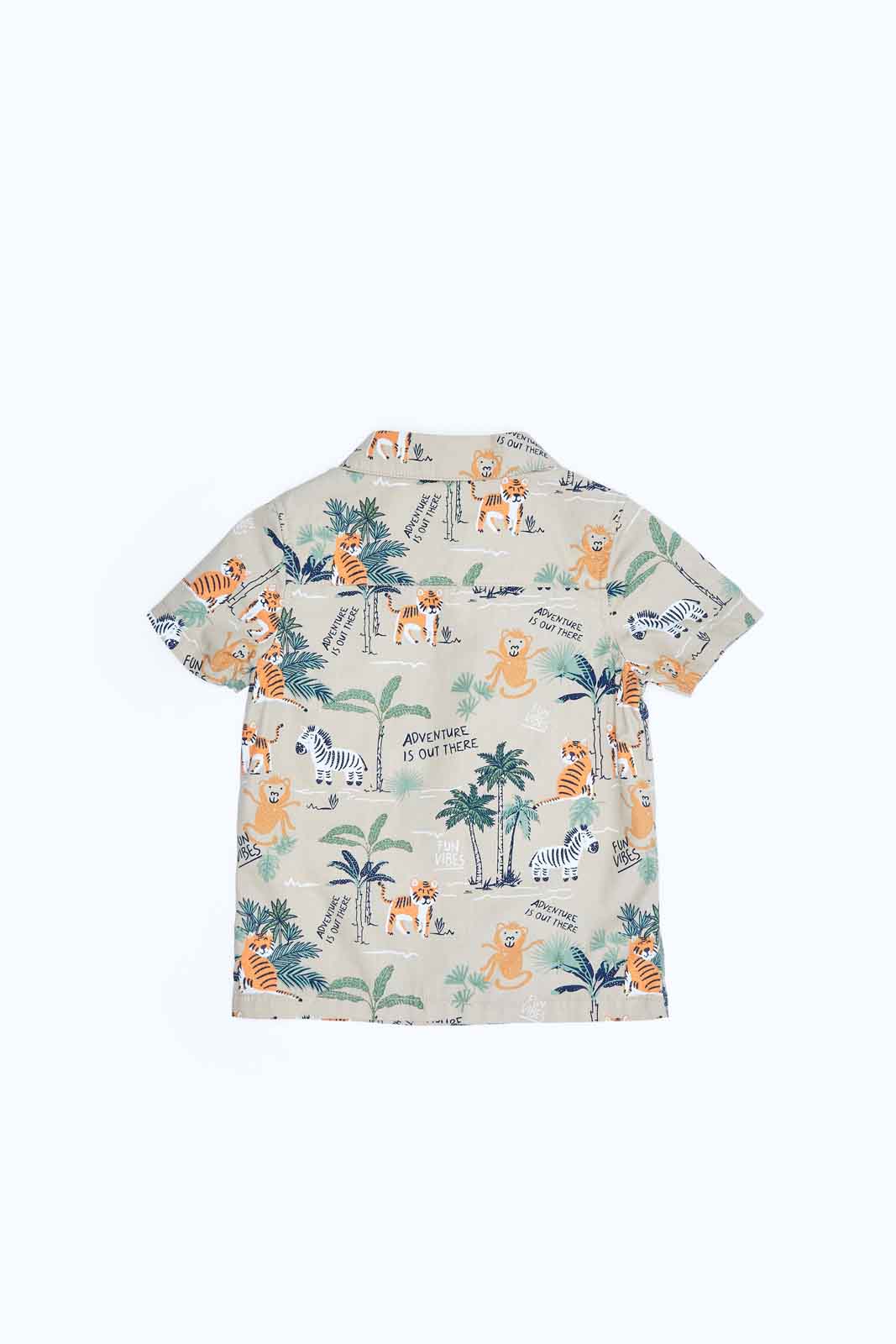 Redtag-Boys-Beige-Aop-Tiger-Print-Ss-Shirt-Category:Shirts,-Colour:Beige,-Deals:2-FOR-69,-Deals:New-In,-Dept:Boys,-Filter:Infant-Boys-(3-to-24-Mths),-INB-Shirts,-MQN,-New-In-INB-APL,-Non-Sale,-S23B,-Section:Boys-(0-to-14Yrs)-Infant-Boys-3 to 24 Months