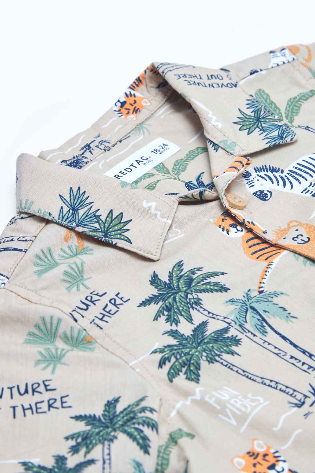 Redtag-Boys-Beige-Aop-Tiger-Print-Ss-Shirt-Category:Shirts,-Colour:Beige,-Deals:2-FOR-69,-Deals:New-In,-Dept:Boys,-Filter:Infant-Boys-(3-to-24-Mths),-INB-Shirts,-MQN,-New-In-INB-APL,-Non-Sale,-S23B,-Section:Boys-(0-to-14Yrs)-Infant-Boys-3 to 24 Months