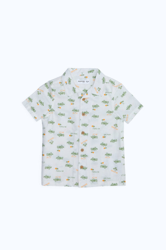 Redtag-Boys-Cream-Aop-Jeep-Ss-Shirt-Category:Shirts,-Colour:Cream,-Deals:New-In,-Dept:Boys,-Filter:Infant-Boys-(3-to-24-Mths),-INB-Shirts,-New-In-INB-APL,-Non-Sale,-S23B,-Section:Boys-(0-to-14Yrs)-Infant-Boys-3 to 24 Months