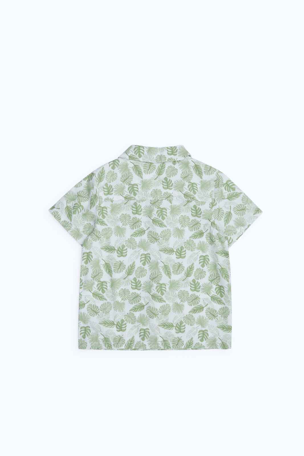 Redtag-Boys-Olive-Aop-Leafs-Tree-Ss-Shirt-Category:Shirts,-Colour:Olive,-Deals:New-In,-Dept:Boys,-Filter:Infant-Boys-(3-to-24-Mths),-INB-Shirts,-New-In-INB-APL,-Non-Sale,-S23B,-Section:Boys-(0-to-14Yrs)-Infant-Boys-3 to 24 Months