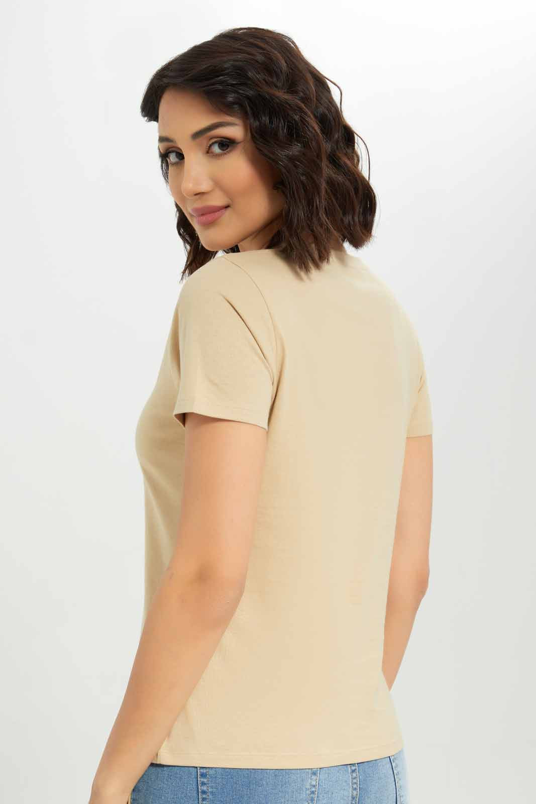 Redtag-Women-Short-Sleeve-Crew-Neck-T-Shirt-Category:T-Shirts,-Colour:Cream,-Deals:New-In,-Dept:Ladieswear,-Filter:Women's-Clothing,-New-In-Women-APL,-Non-Sale,-S23A,-Section:Women,-TBL,-Women-T-Shirts-Women's-